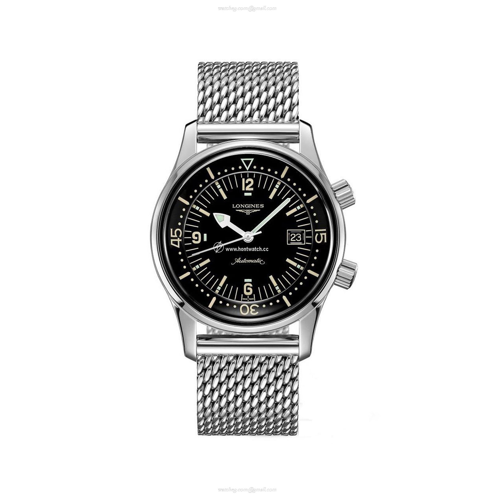 Longines Heritage L37744506 Automatic Watch - 42mm Stainless Steel - Black Dial