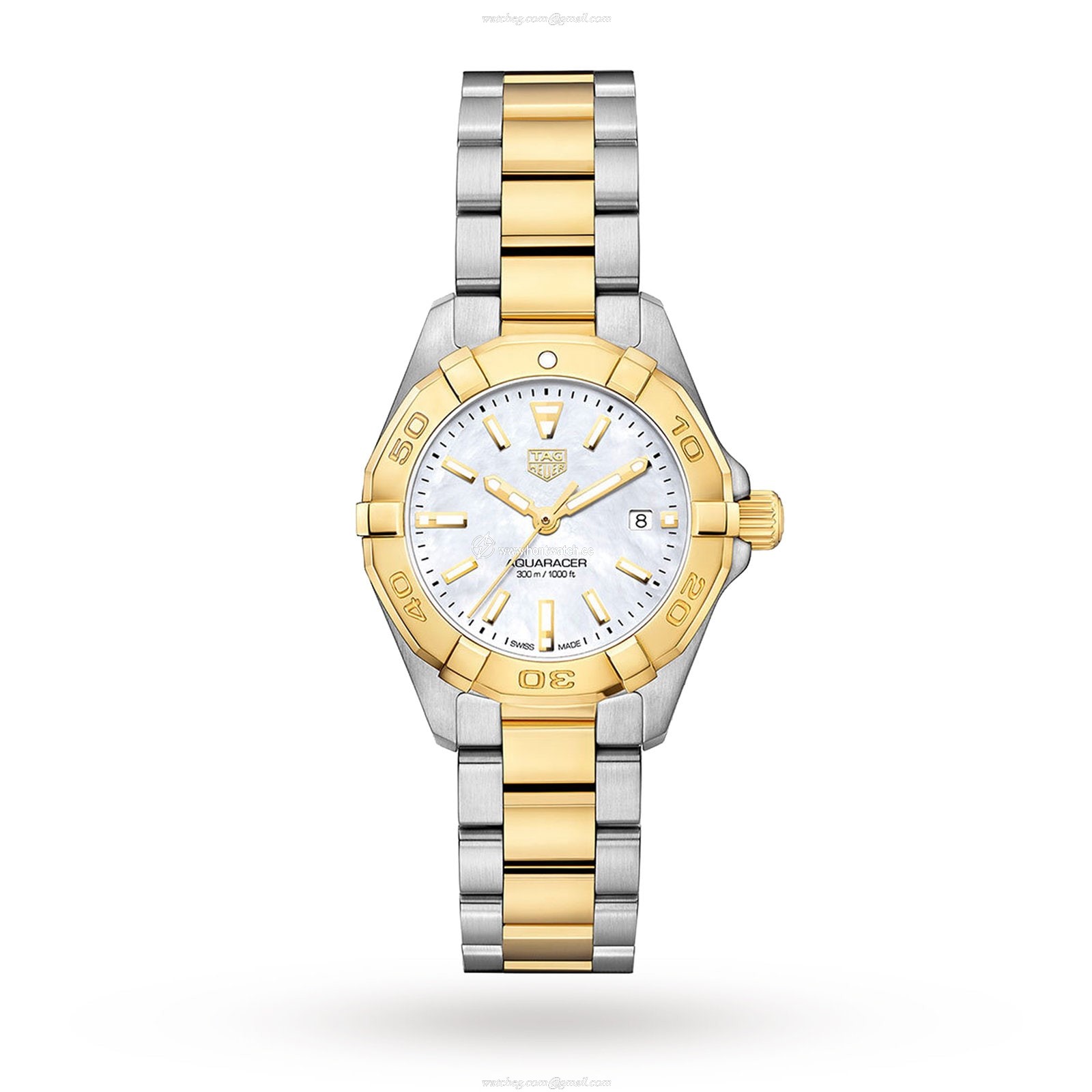 TAG Heuer Aquaracer WBD1420 Quartz Watch - 27mm Steel & Gold - Mother of Pearl Dial