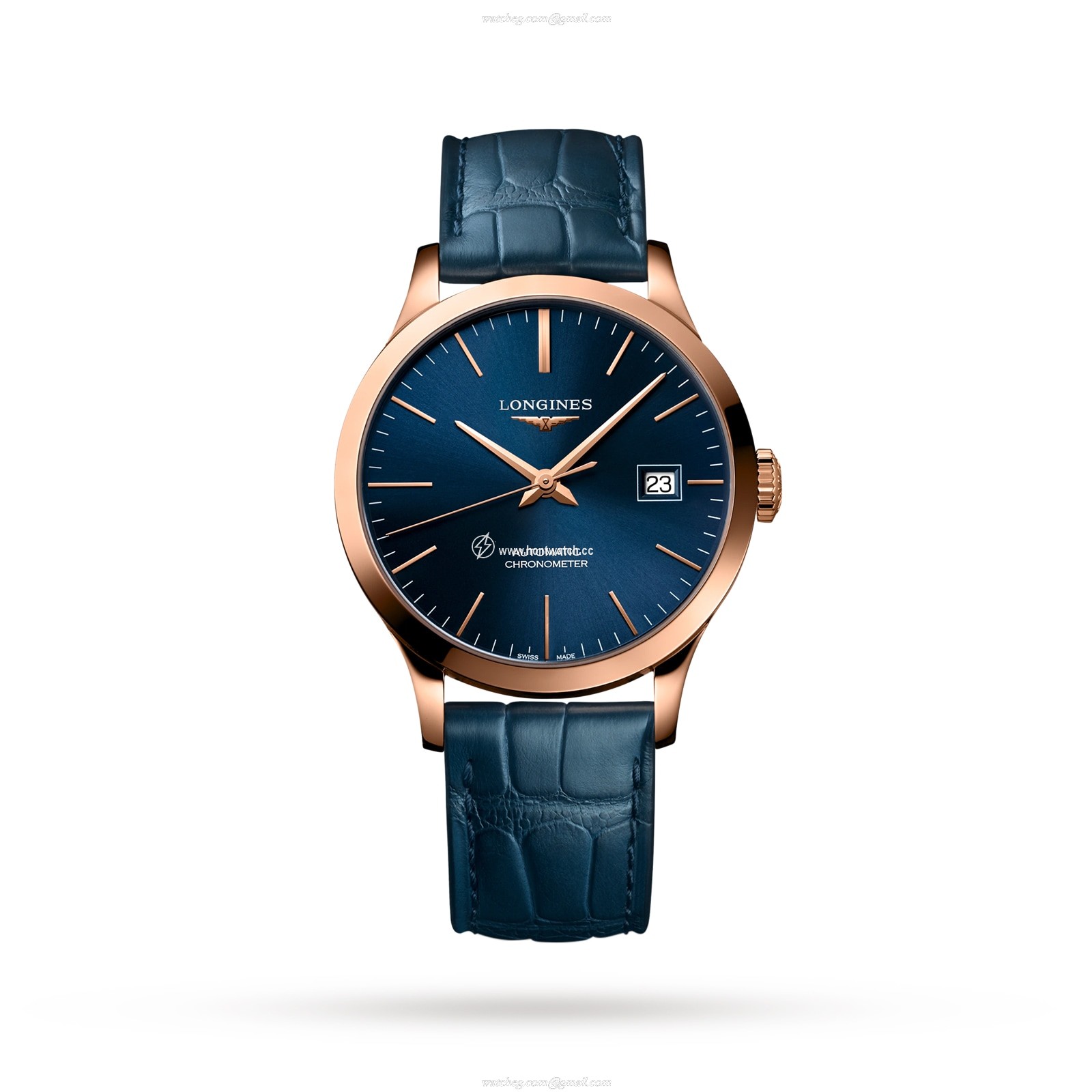Longines Record L28208922 | 18ct Rose Gold Automatic Blue Watch