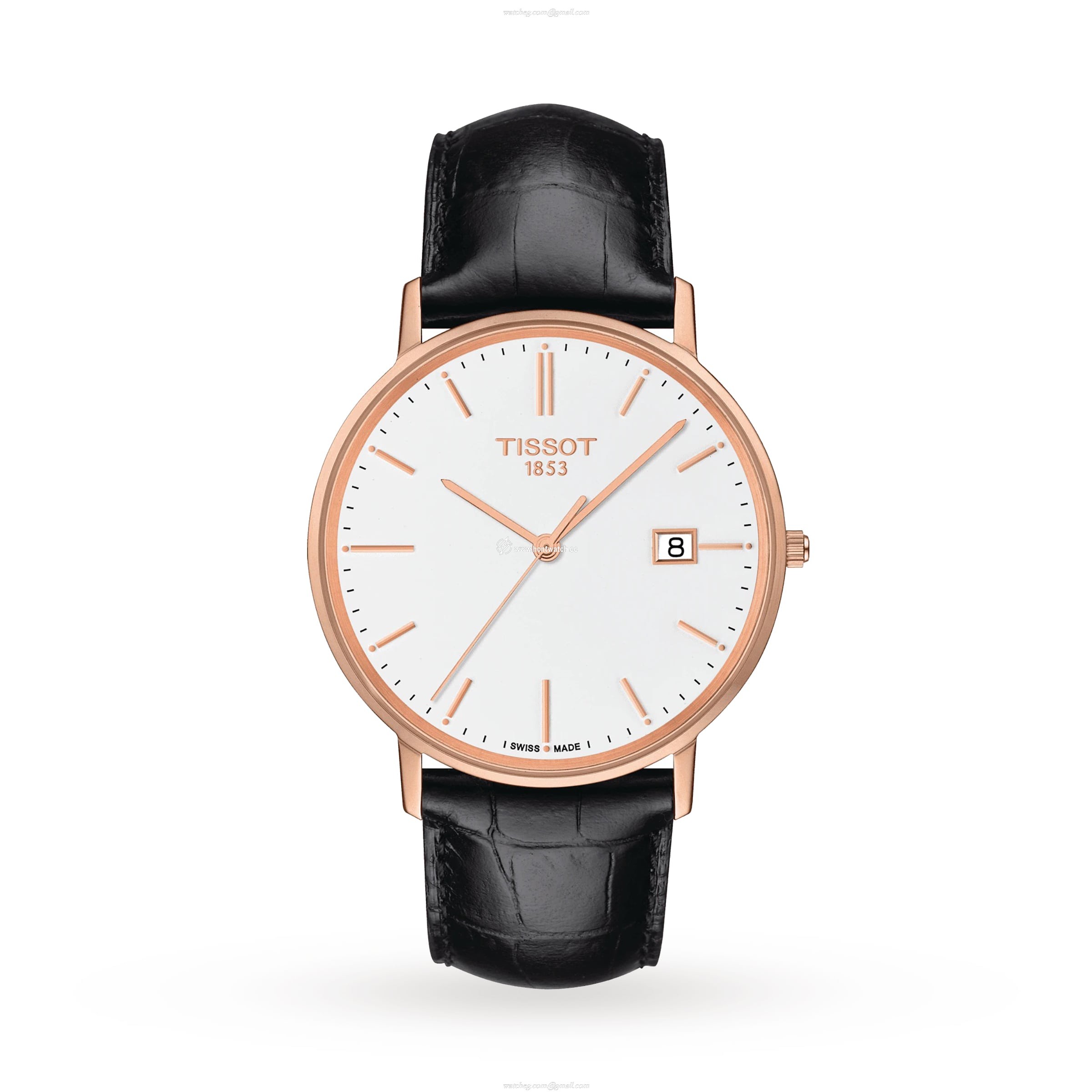 Tissot T-Gold 18ct Rose Gold Watch - 38mm White Dial Quartz - Leather Strap