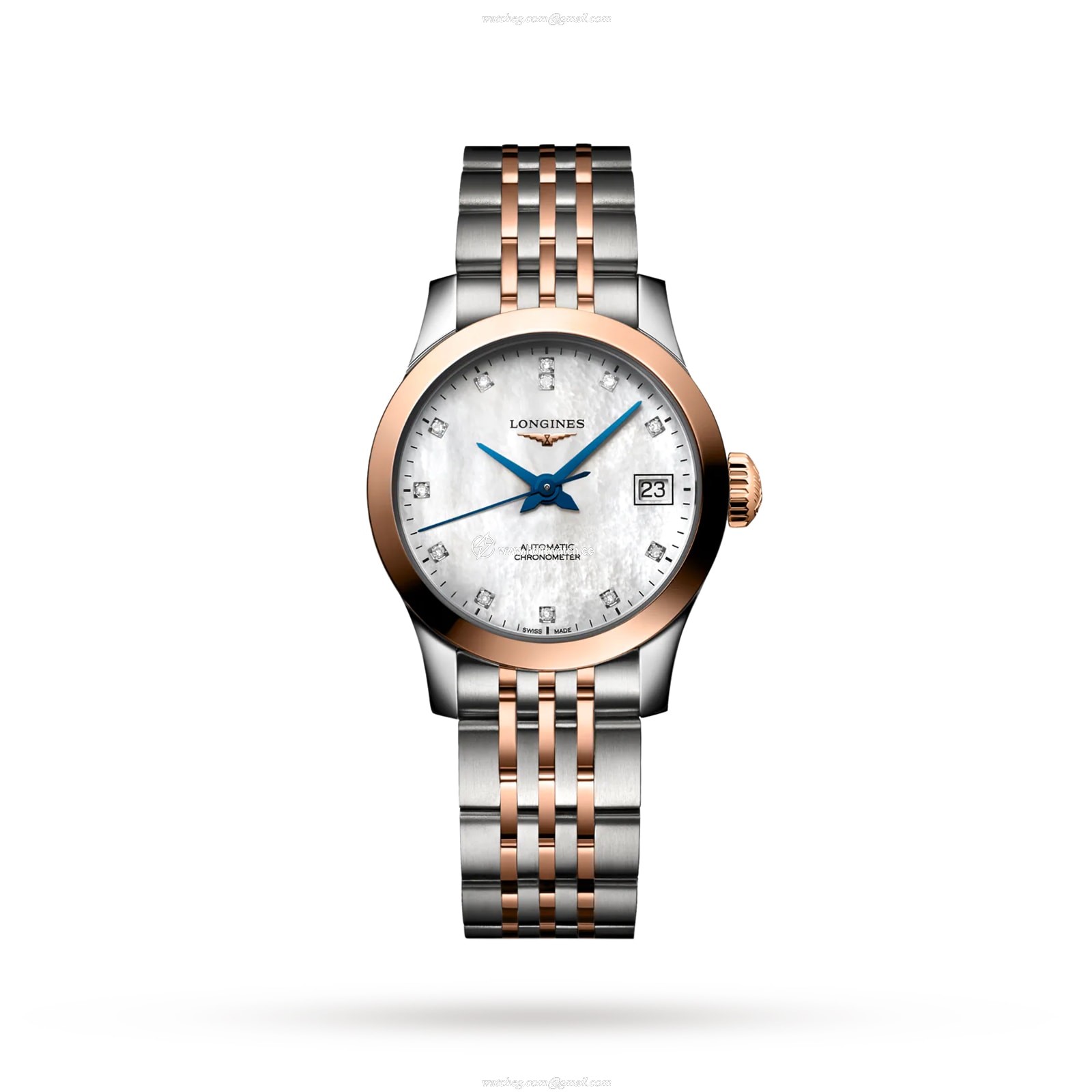 Longines Record L23205877 | 26mm Automatic | Mother of Pearl & Diamond Dial