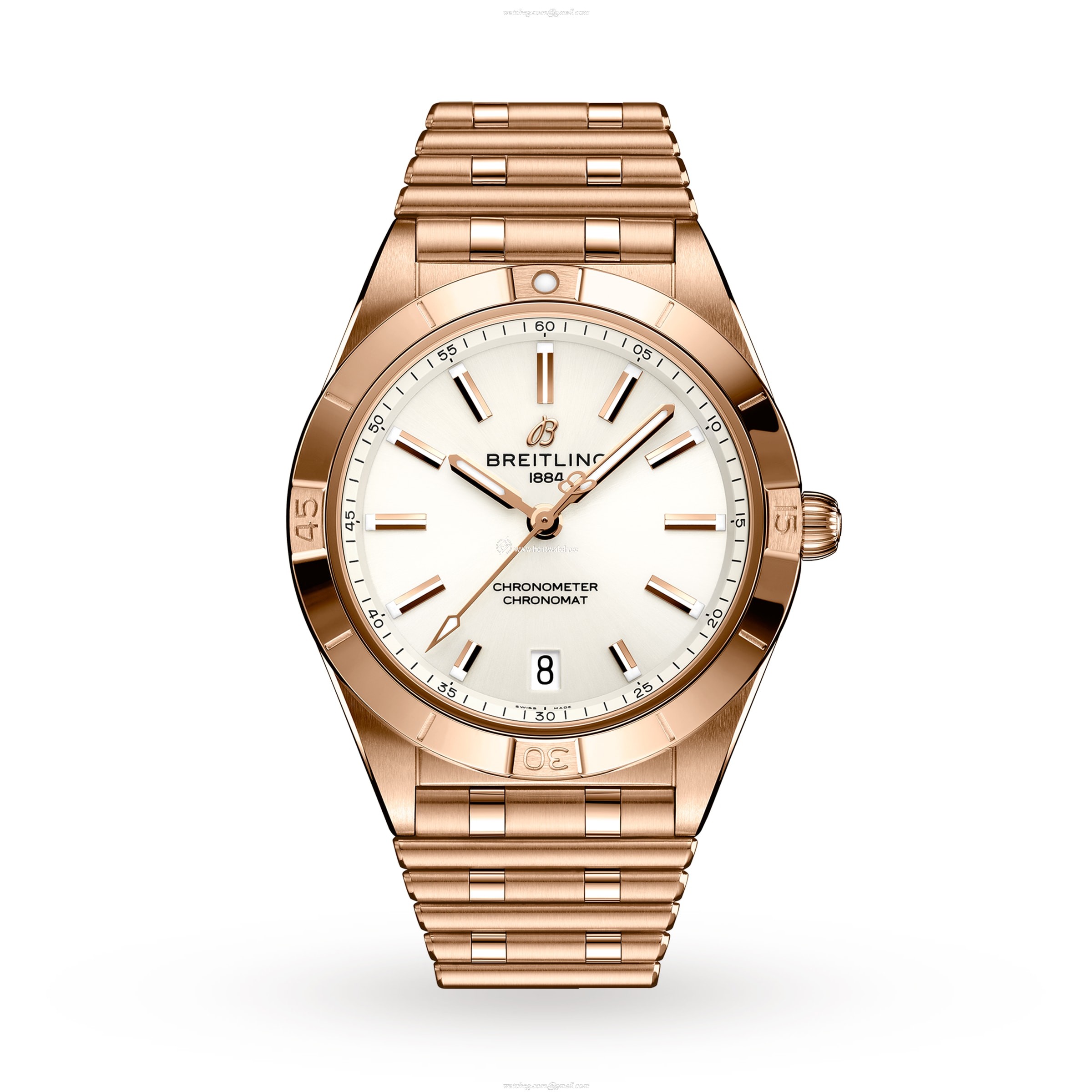 Breitling Chronomat 36mm 18ct Rose Gold Automatic Silver Replica Watch