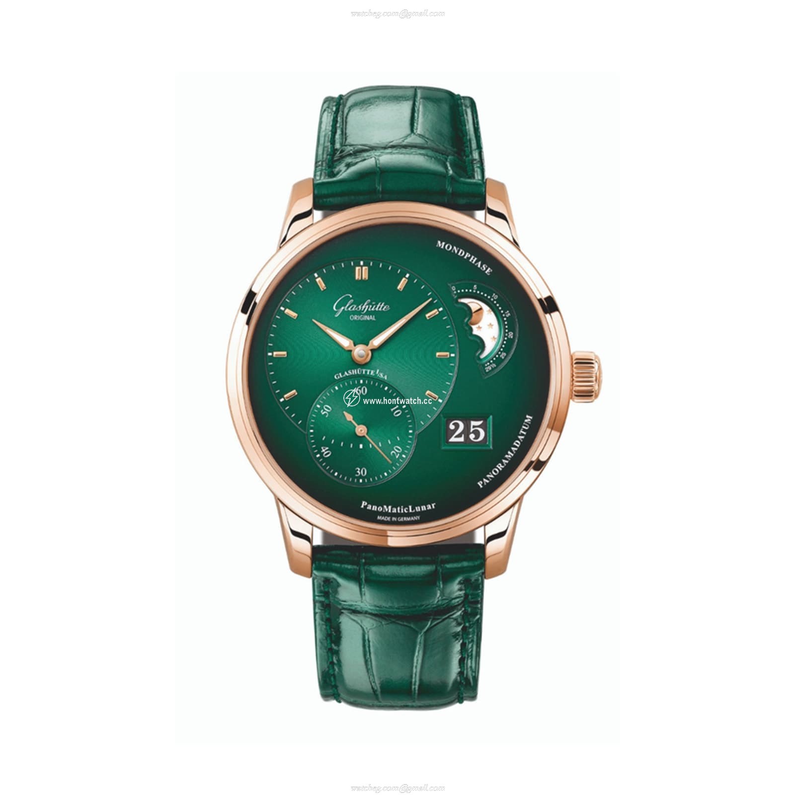 Glashuette Original Pano 1-90-02-23-35-30 | 18ct Rose Gold Automatic Green Replica