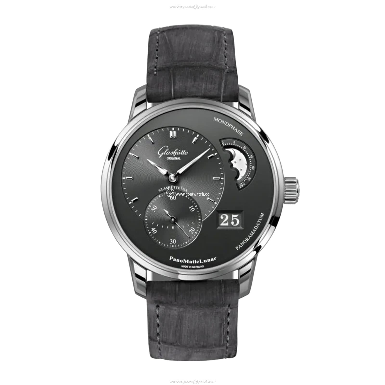 Glashuette Original Pano Automatic Grey Watch - 40mm Stainless Steel