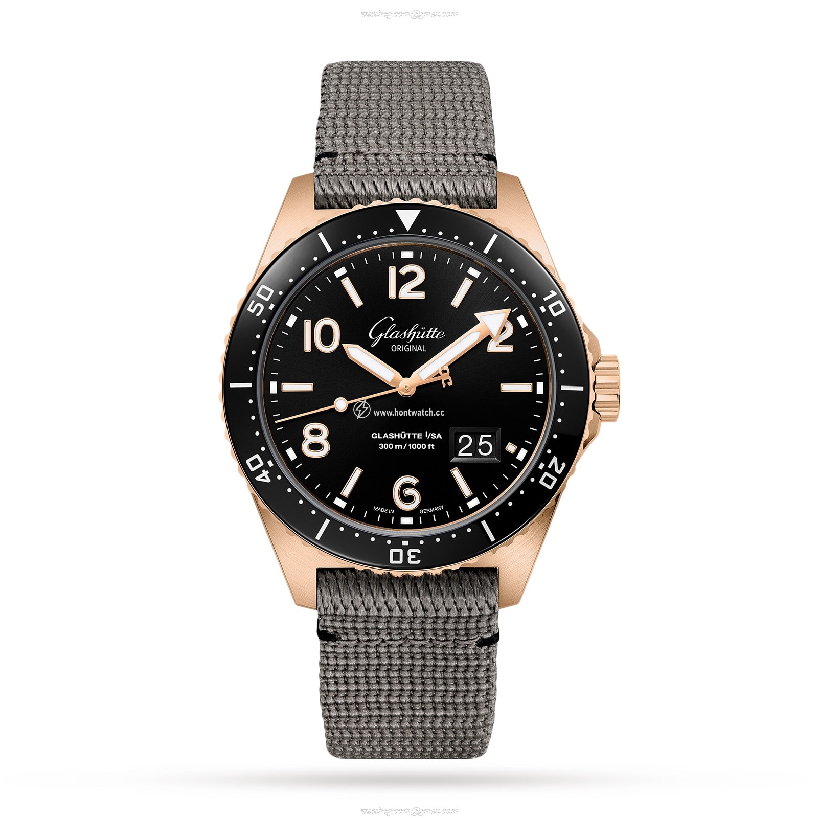 Glashutte Original SeaQ 18ct Rose Gold Automatic Watch - 43.2mm Black Dial