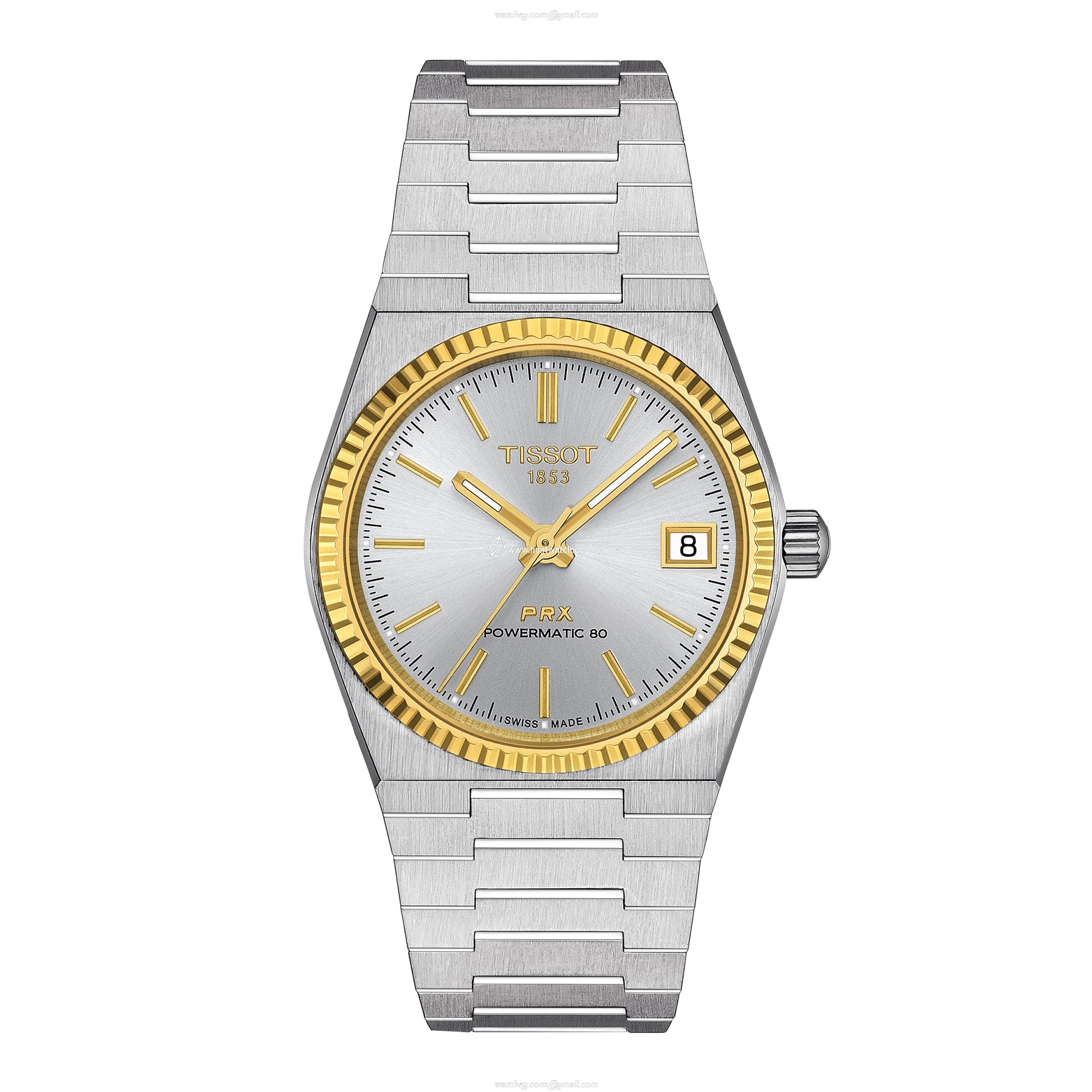 Tissot PRX Automatic Watch - 35mm Silver Dial - Stainless Steel & Gold