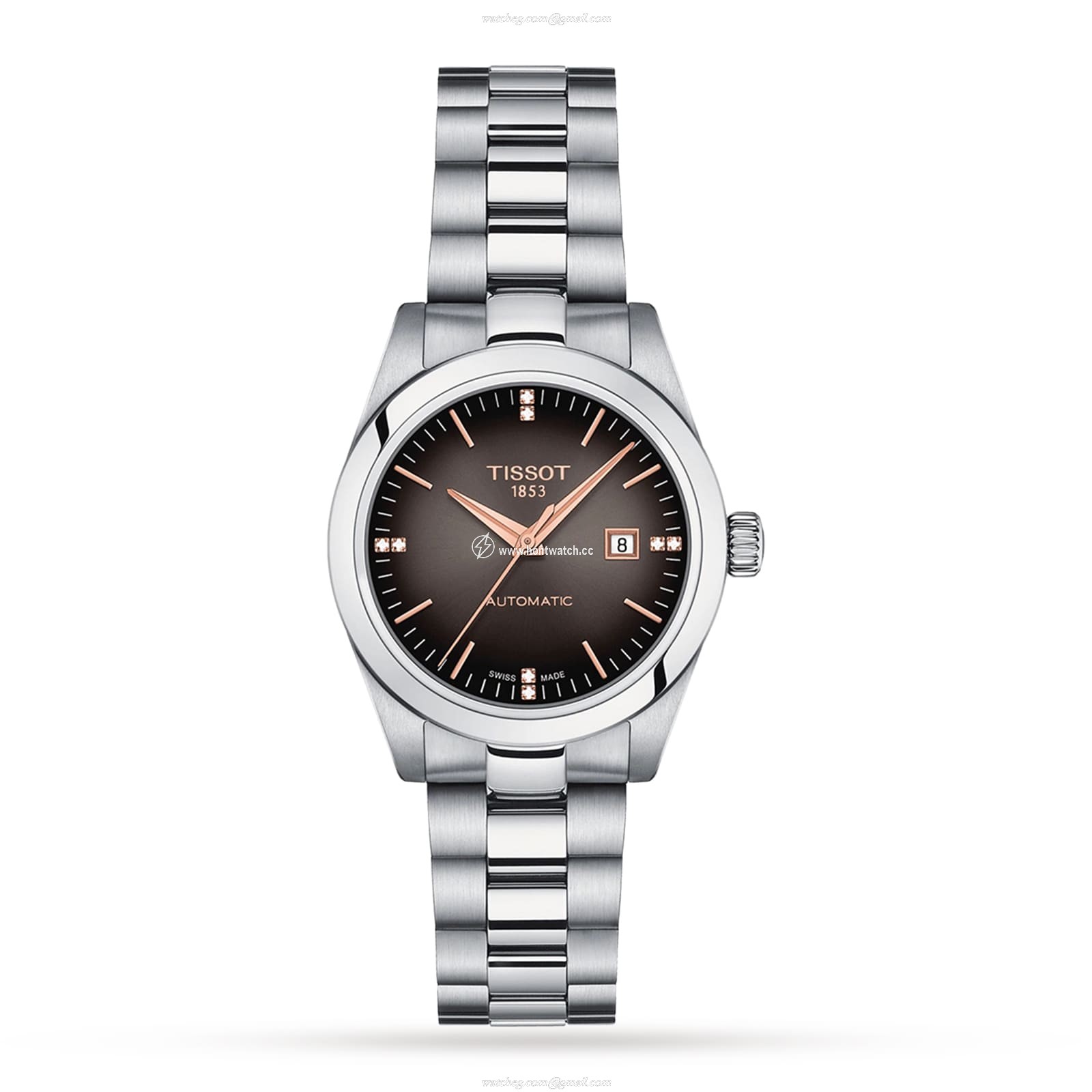 Tissot T-Classic Automatic Watch for Women - 29mm Stainless Steel Brown Dial