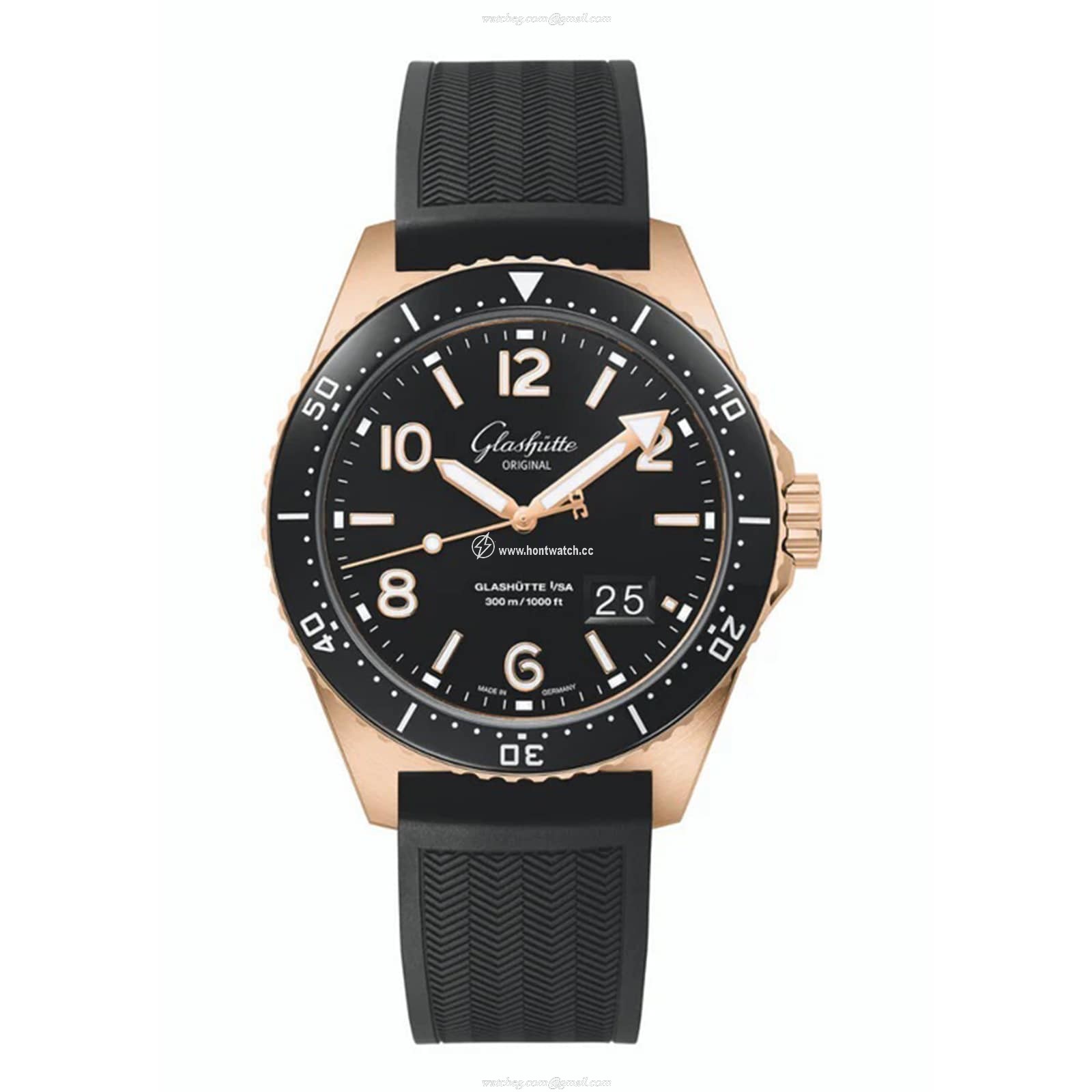 Glashuette Original SeaQ 43mm Rose Gold Automatic Black Dial Replica