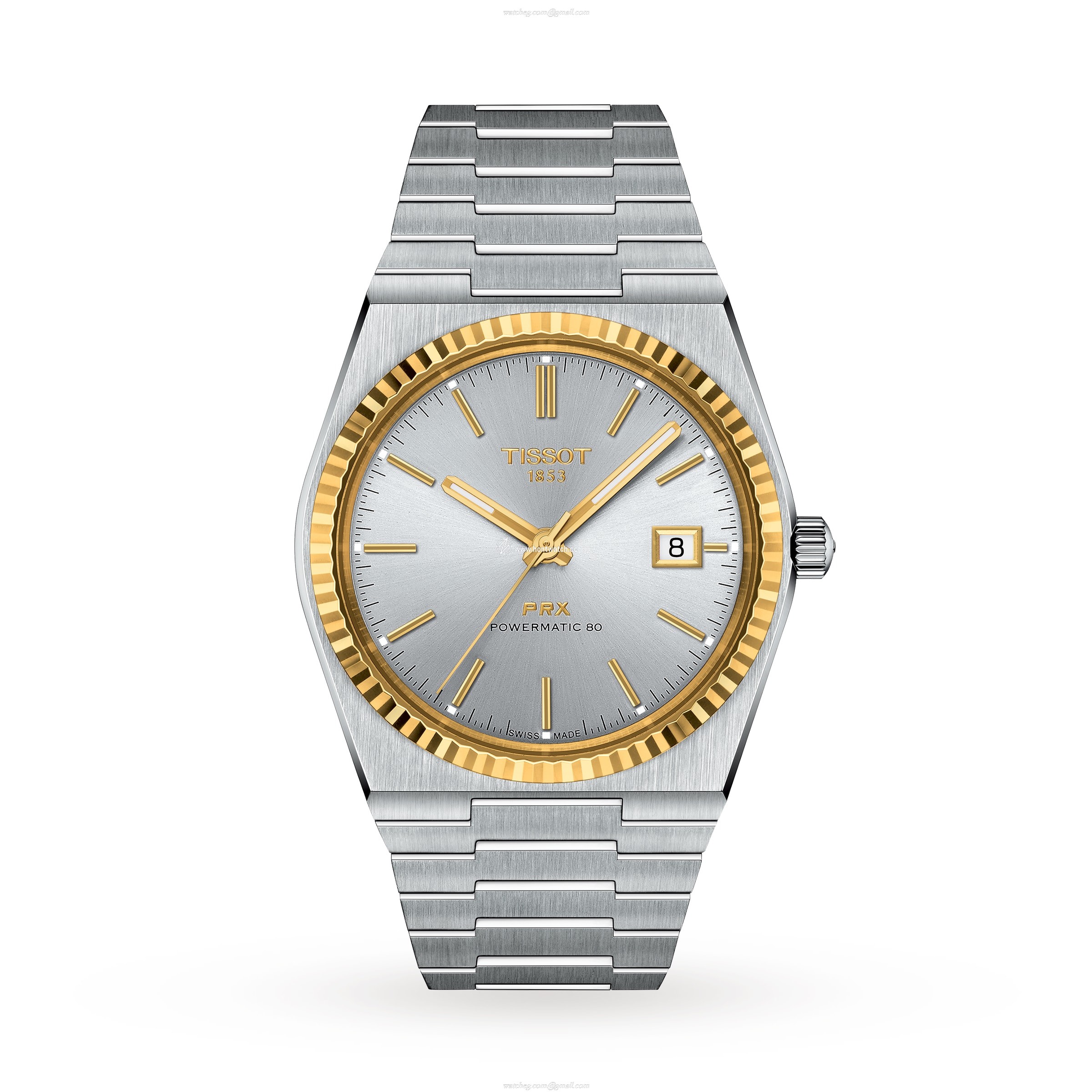 Tissot PRX Automatic Watch - 40mm Silver Dial - Stainless Steel & Gold