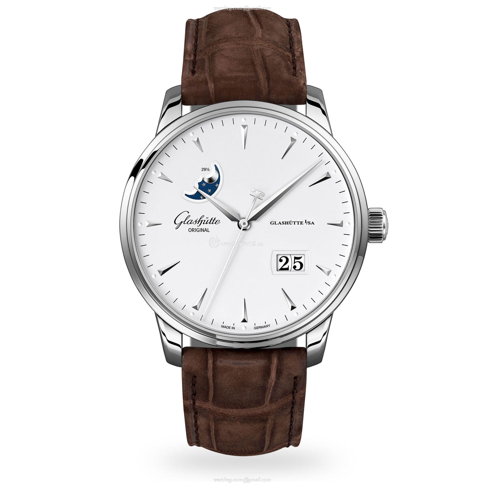 Glashuette Original Senator Automatic Watch - White Dial Stainless Steel