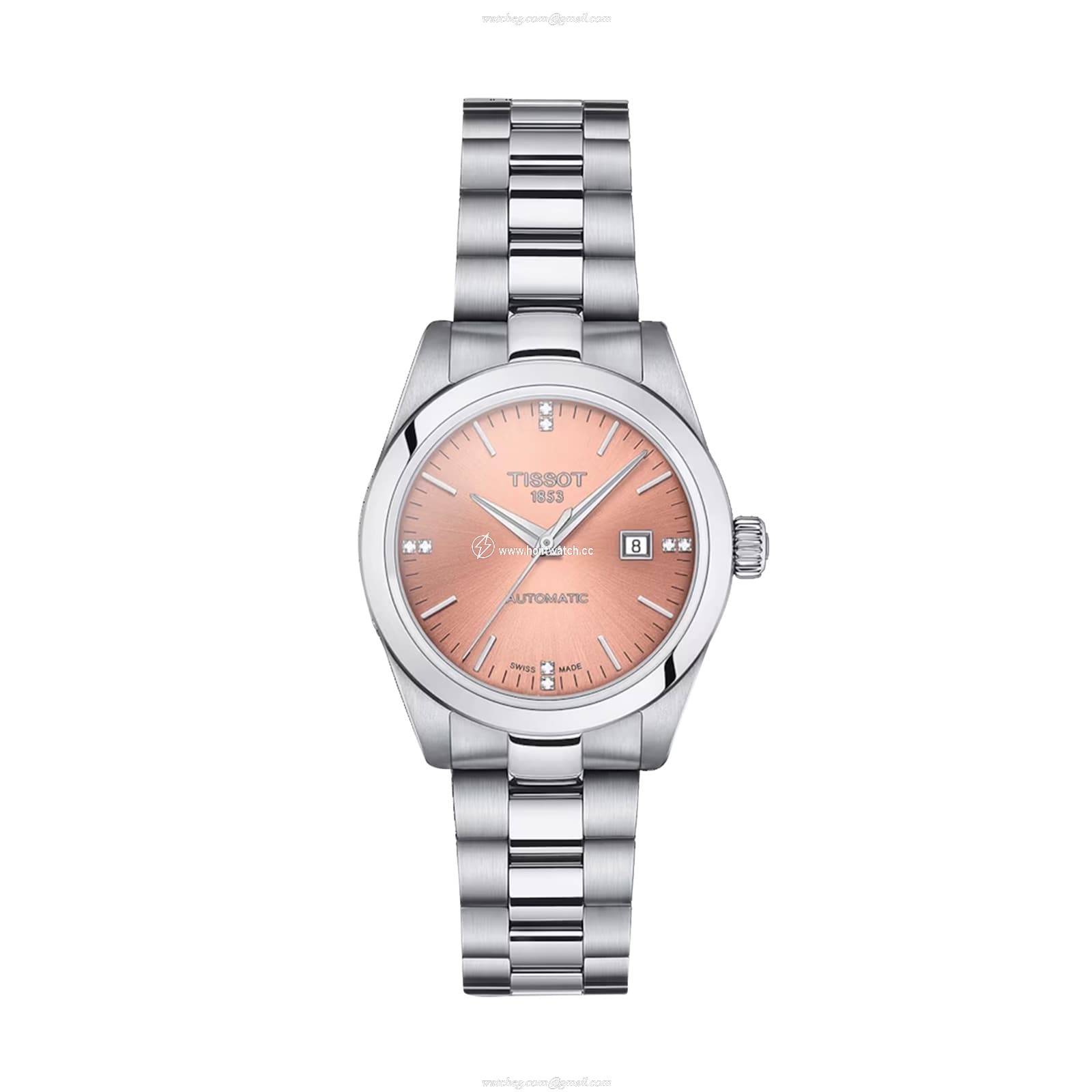 Tissot T-Classic Automatic Pink Dial - Stainless Steel Diamond Watch for Her