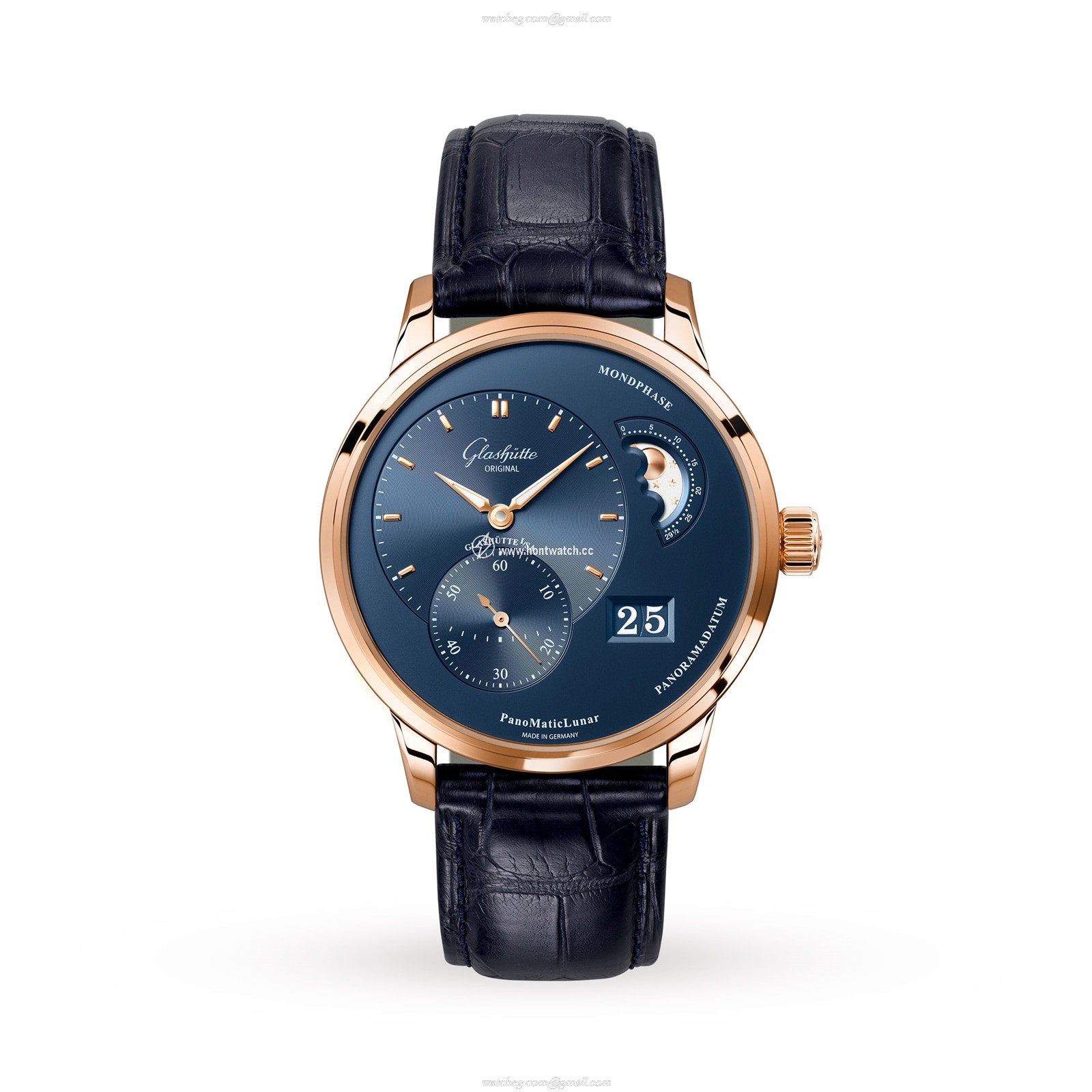 Glashuette Original Pano Automatic - 18ct Rose Gold Blue Dial Replica Watch