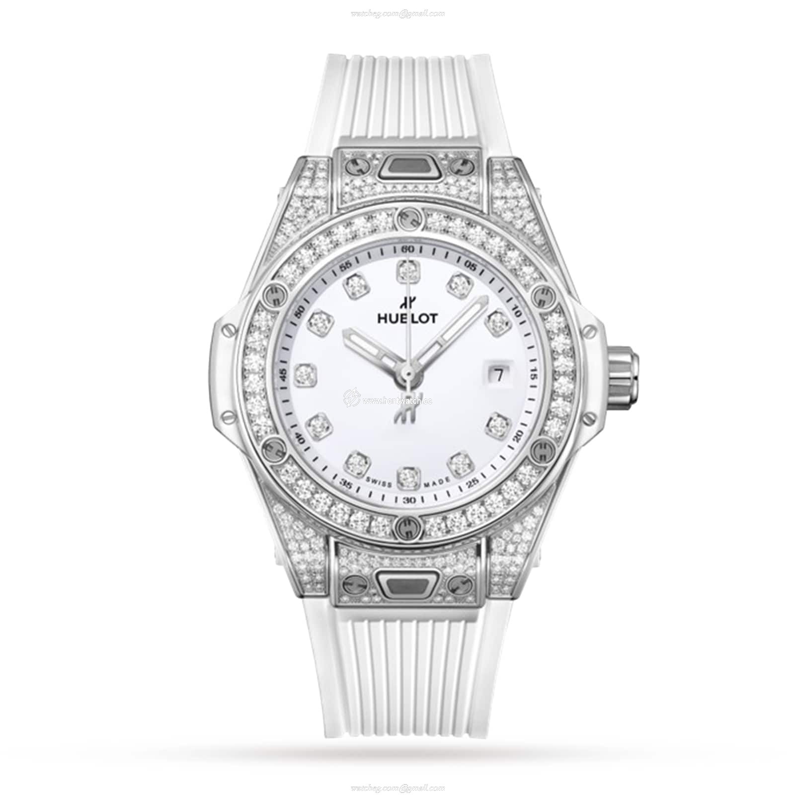 Hublot Big Bang 33mm Stainless Steel Diamond Automatic Watch - White Dial