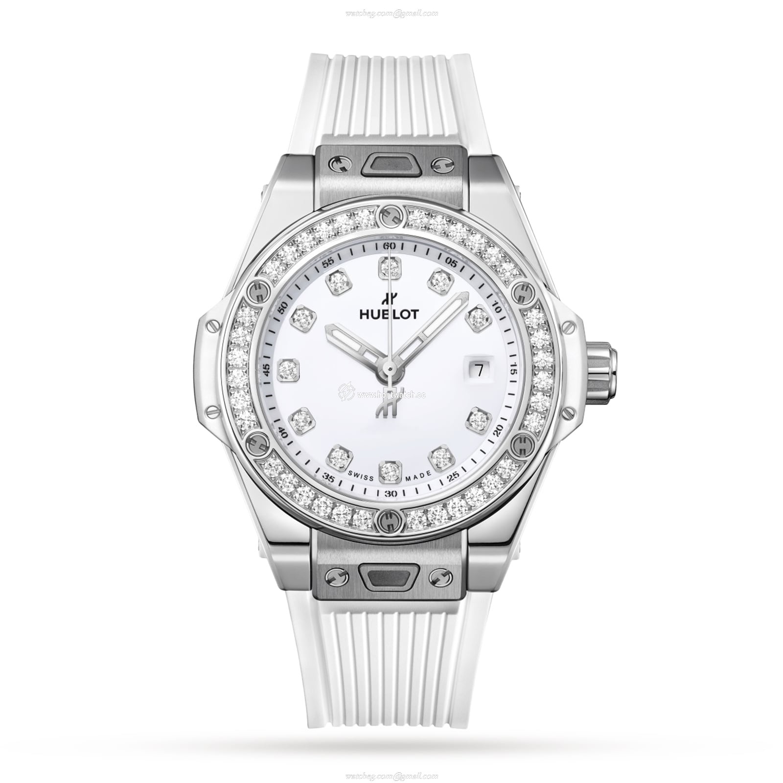 Hublot Big Bang 33mm Stainless Steel Automatic White Dial Diamond Watch
