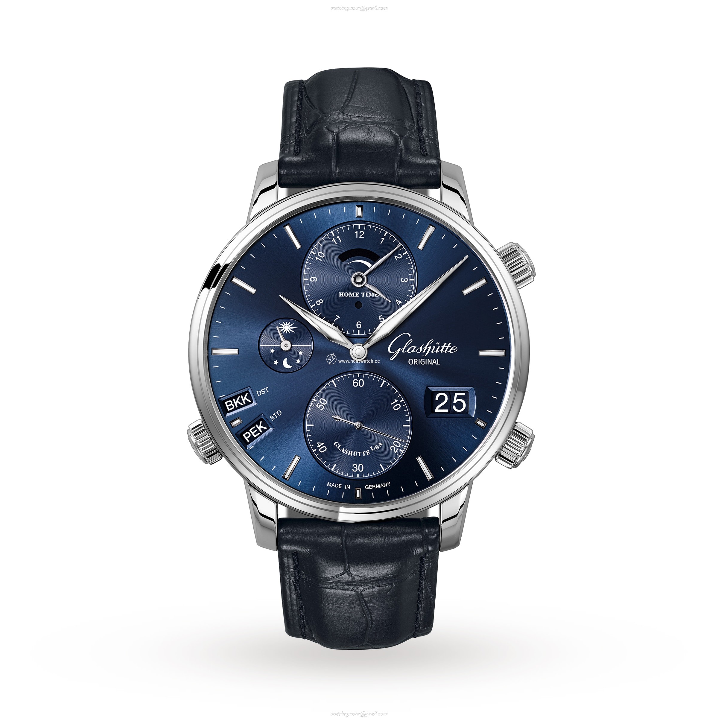 Glashuette Original Senator Automatic Blue Watch - 44mm Stainless Steel