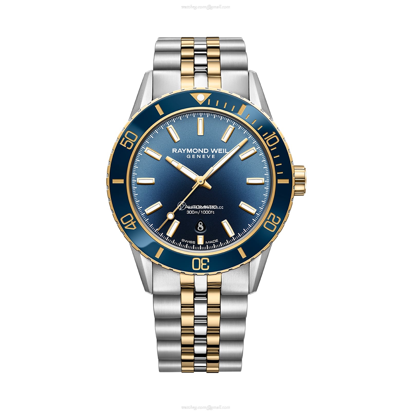 Raymond Weil Freelancer Automatic Blue Diver - 42.5mm Steel & Gold - 300M Water Resistant