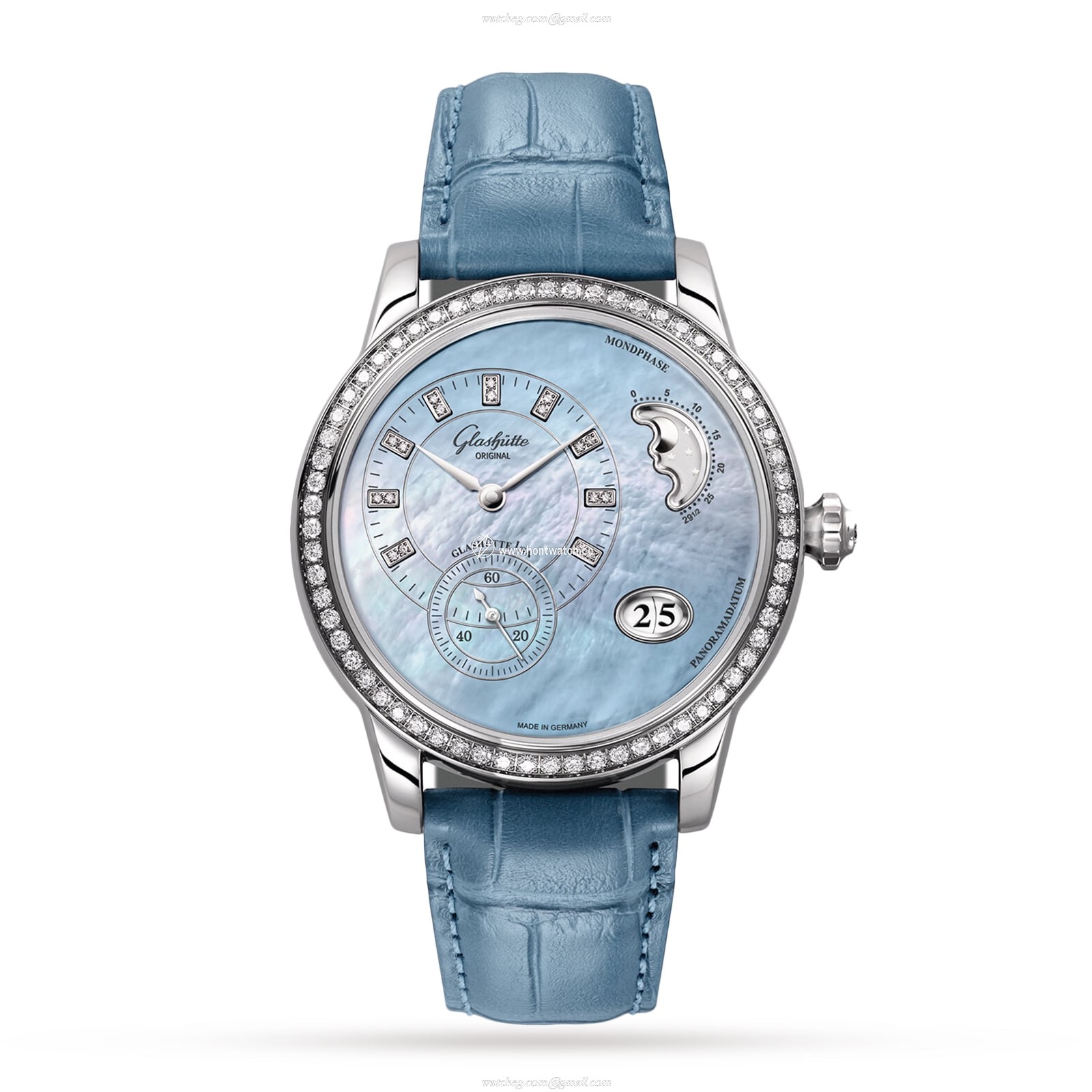 Glashutte Original Ladies PanoMatic Luna Automatic Blue Watch | 39.5mm