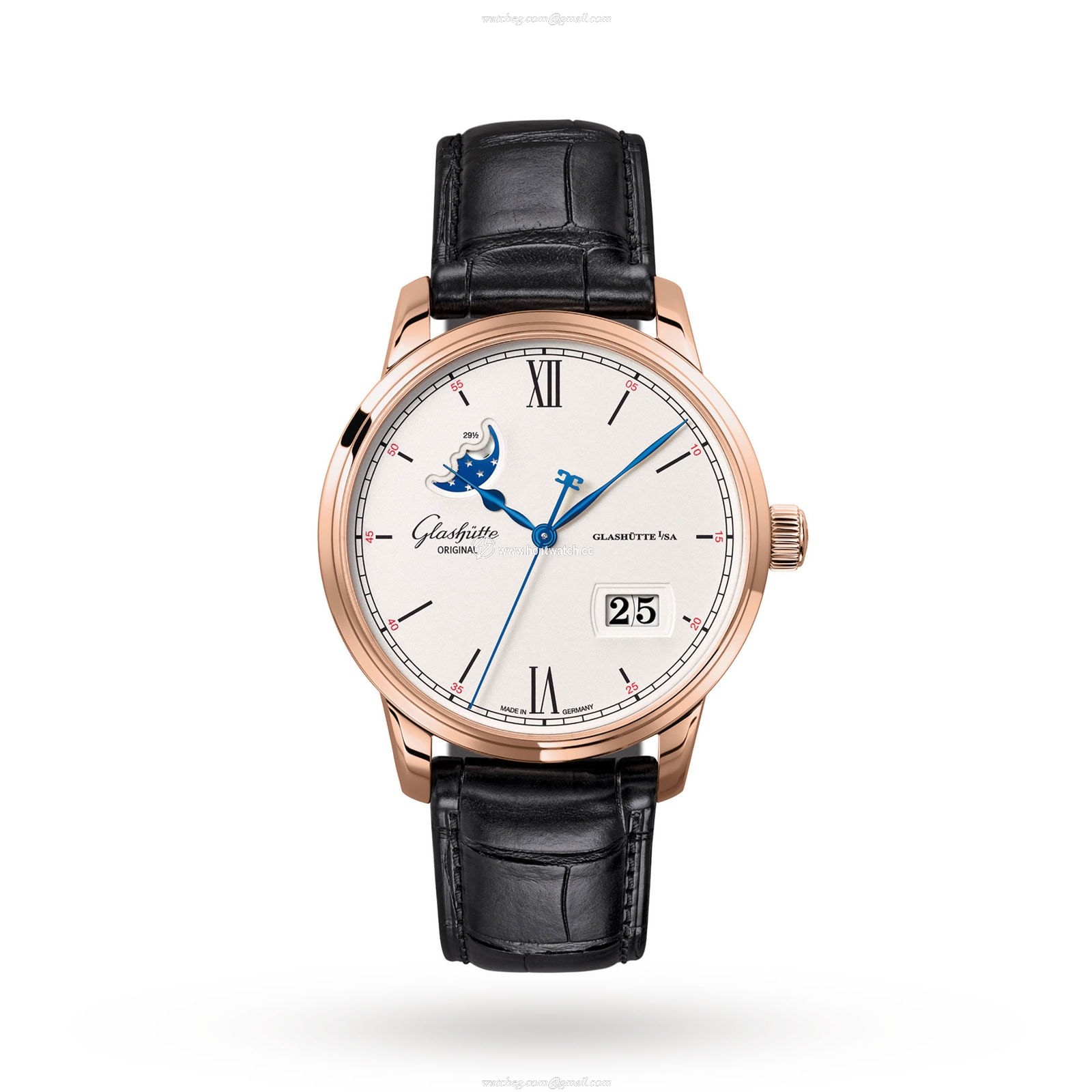 Glashuette Original Senator 40mm Rose Gold Automatic Silver Dial Replica