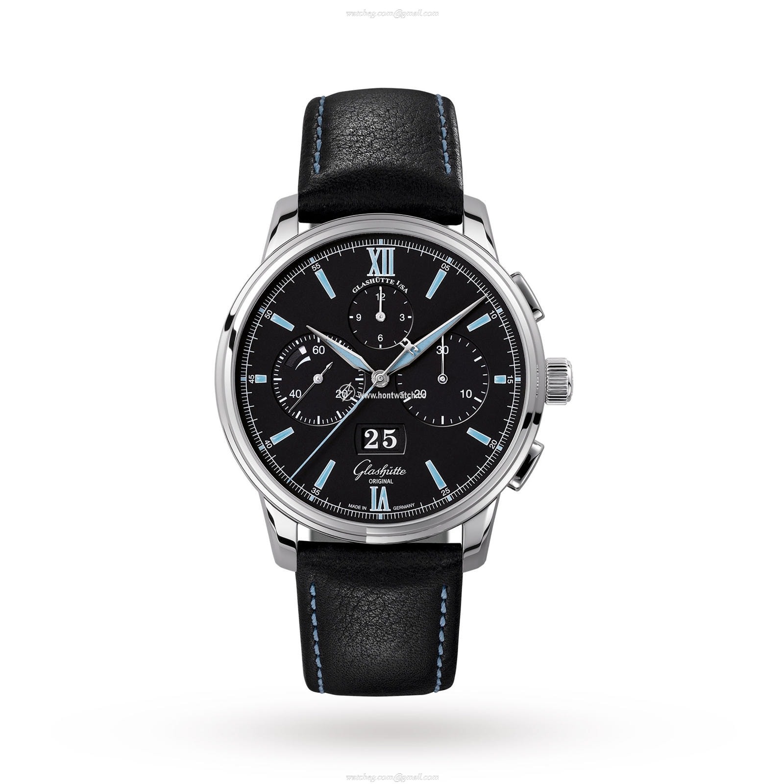 Glashuette Original Senator Automatic - 42mm Stainless Steel Black Dial Watch