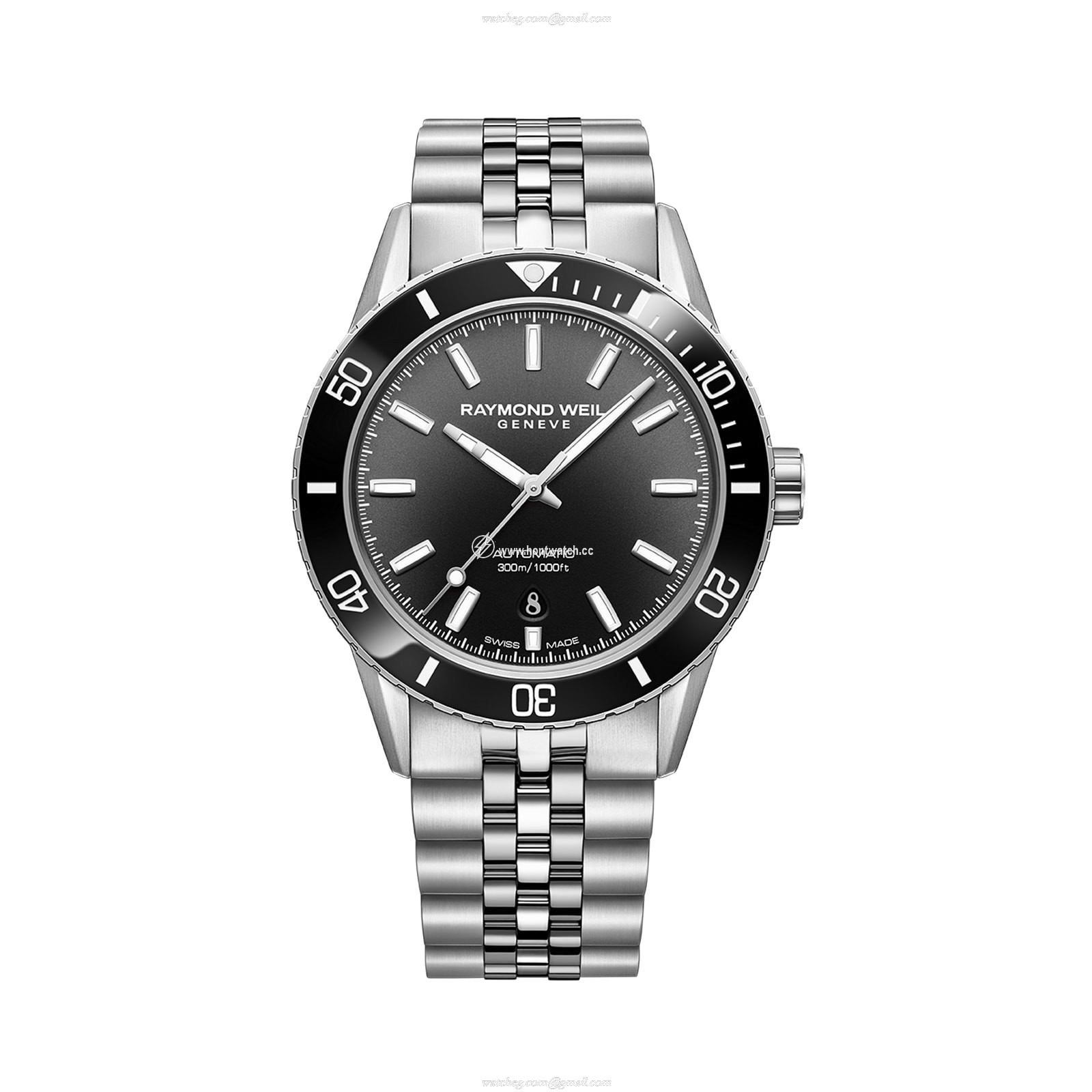 Raymond Weil Freelancer Automatic Watch - Black Dial - 42.5mm Stainless Steel