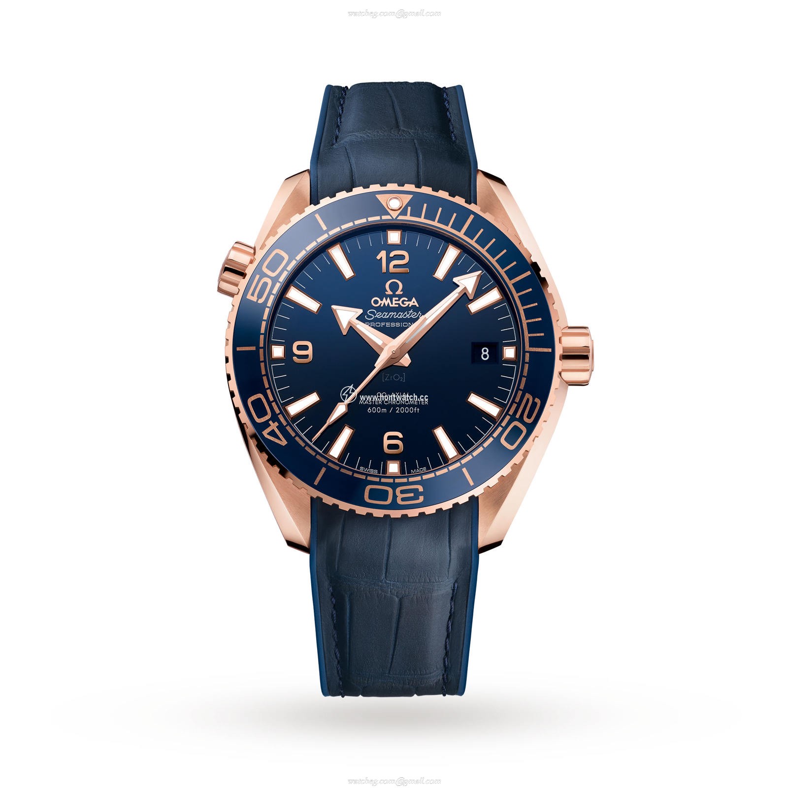 Omega Planet Ocean 43.5mm 18ct Rose Gold Automatic Blue Replica Watch