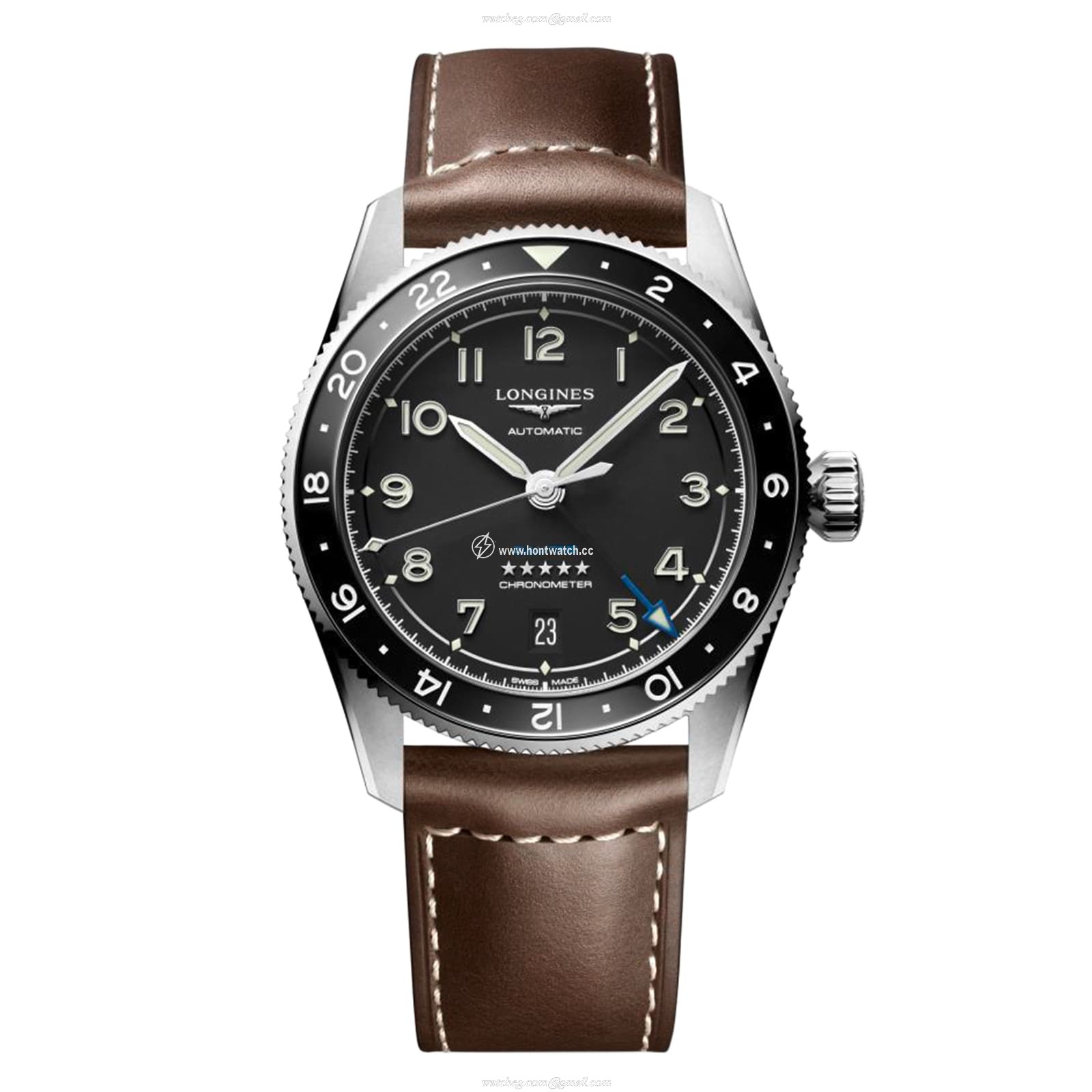 Longines Spirit L38024532 | 39mm Automatic Watch - Black Dial & Ceramic Bezel