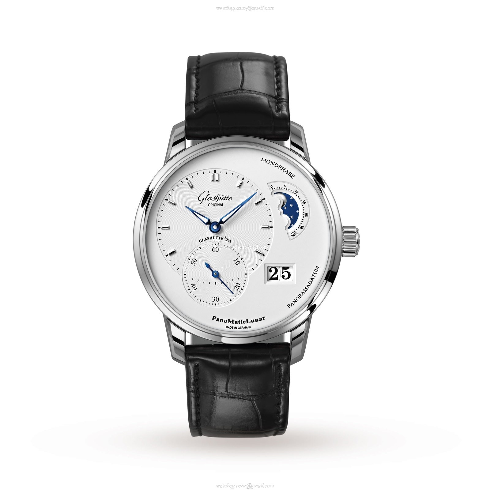 Glashuette Original PanoMaticLunar Replica - 40mm Stainless Steel Automatic Silver Dial