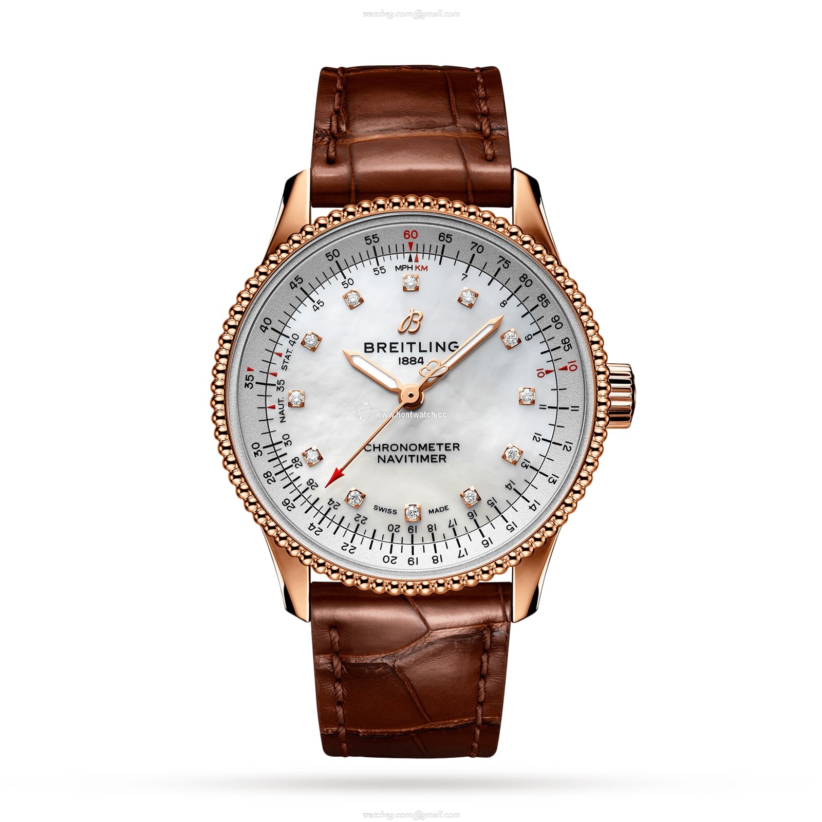 Breitling Navitimer 35mm 18ct Rose Gold Automatic - Mother of Pearl Dial
