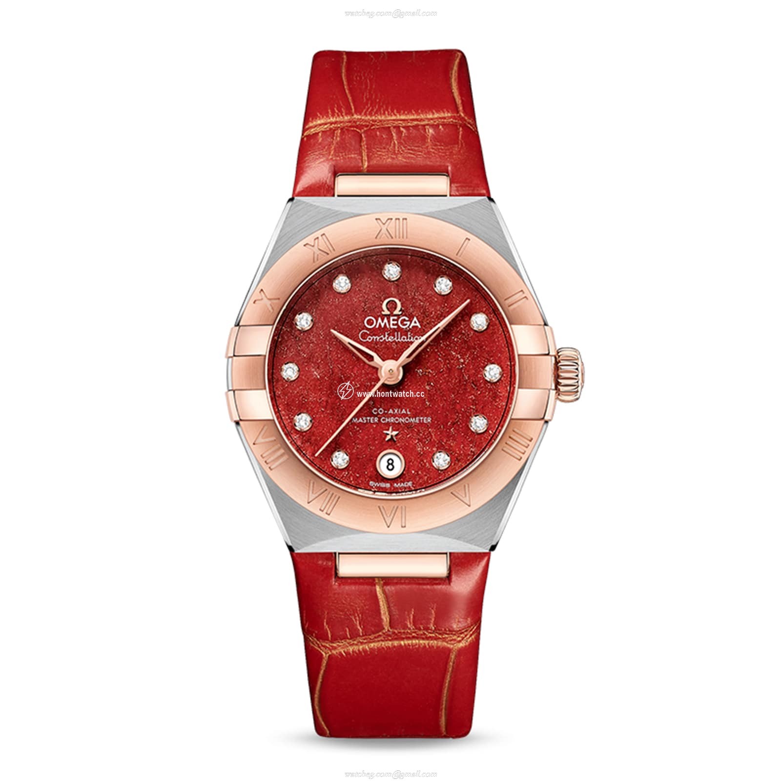 Omega Constellation 29mm Automatic Red Dial - Stainless Steel & Rose Gold