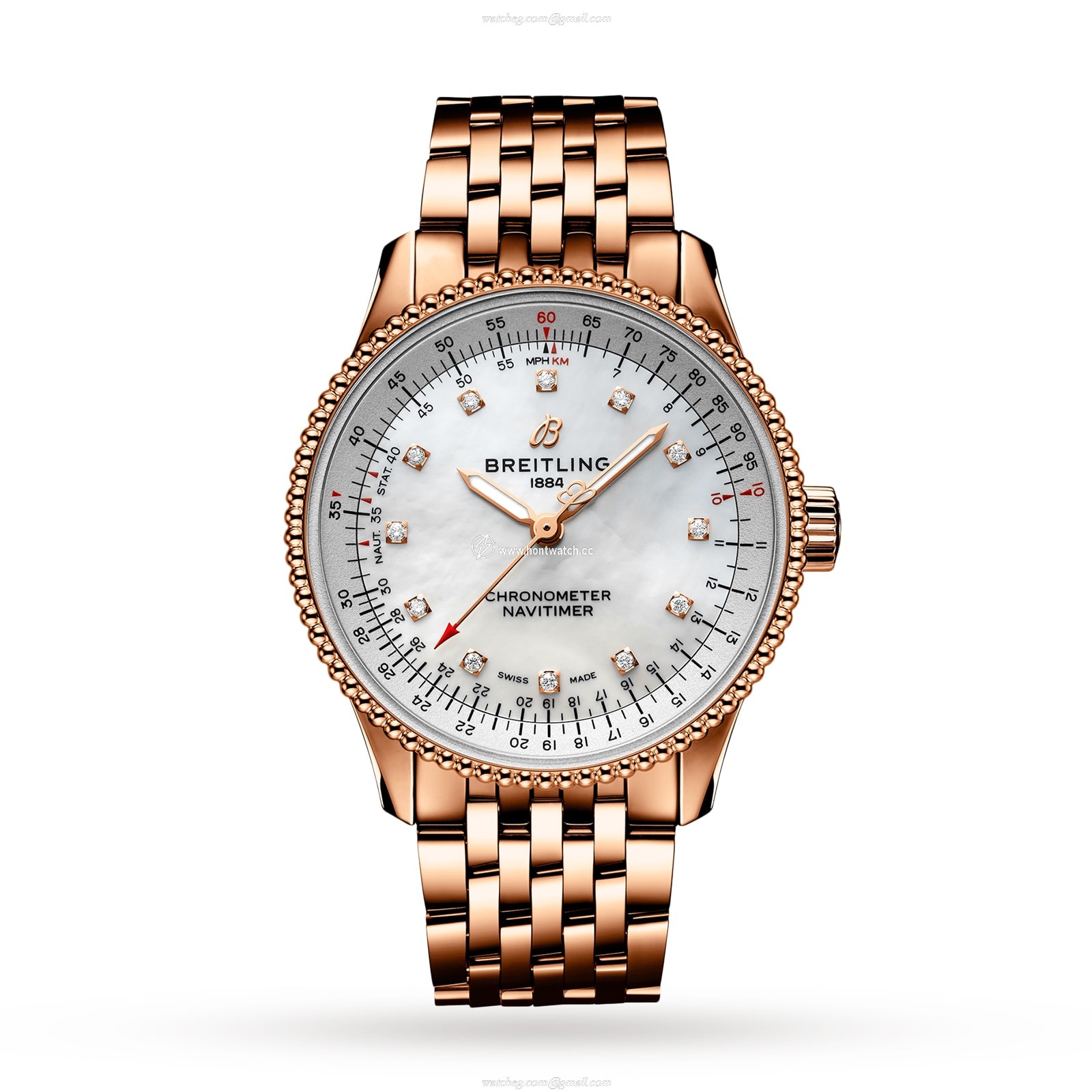 Breitling Navitimer 35mm 18ct Rose Gold Automatic Mother of Pearl Watch