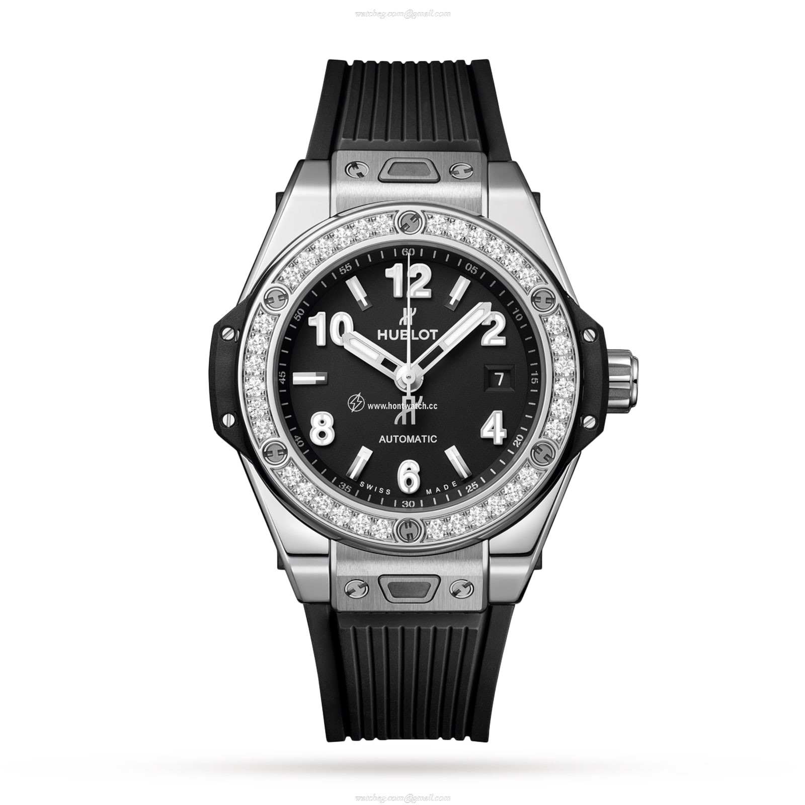 Hublot Big Bang 33mm Stainless Steel Automatic Watch - Black Dial & Diamonds