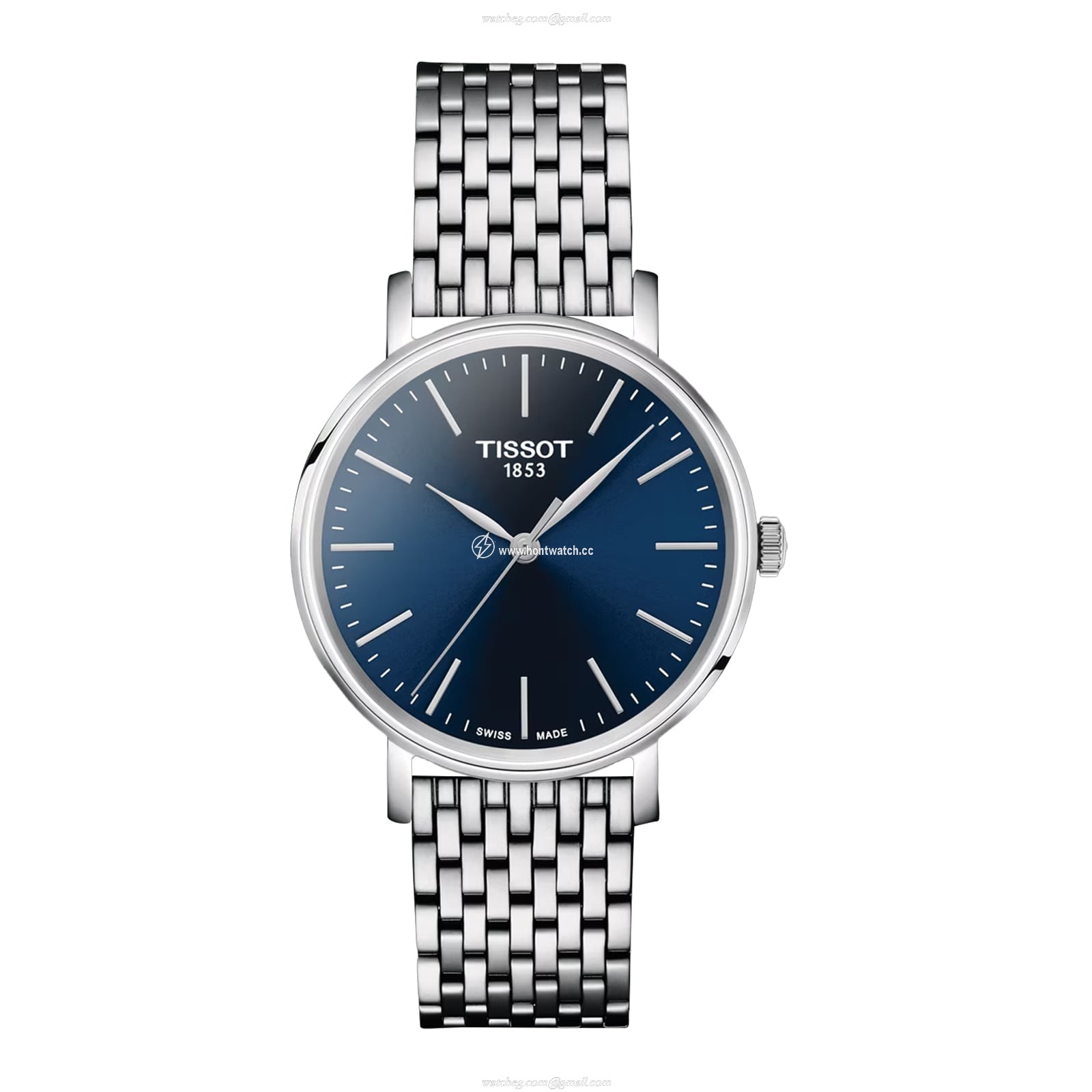 Tissot T-Classic Blue Dial 34mm Stainless Steel Quartz Watch for Women