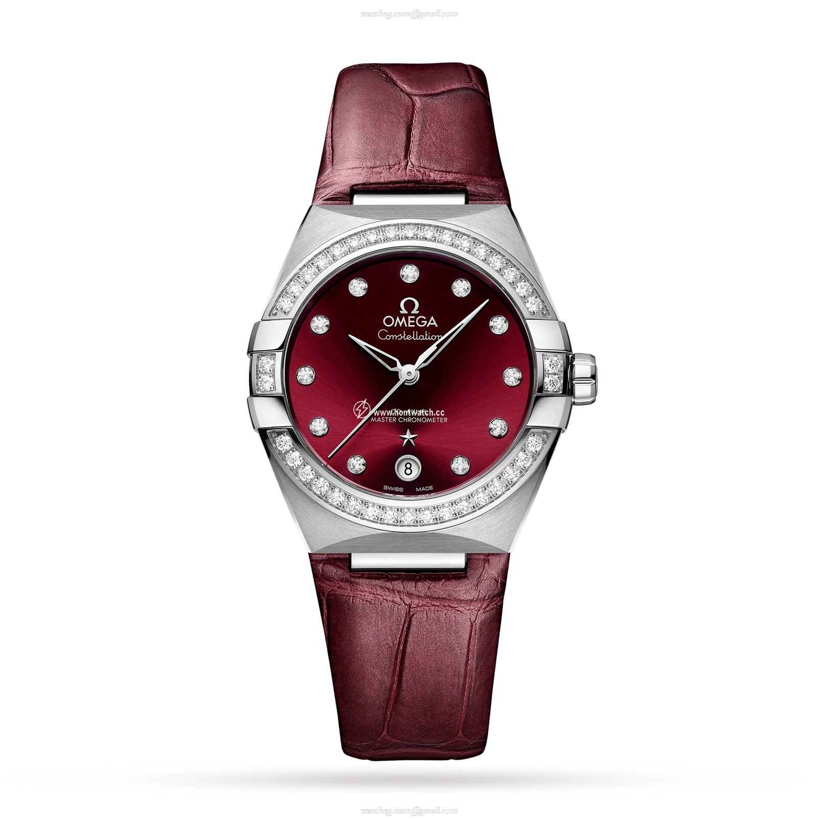 Omega Constellation 36mm Automatic Red Dial - Stainless Steel Diamond Watch