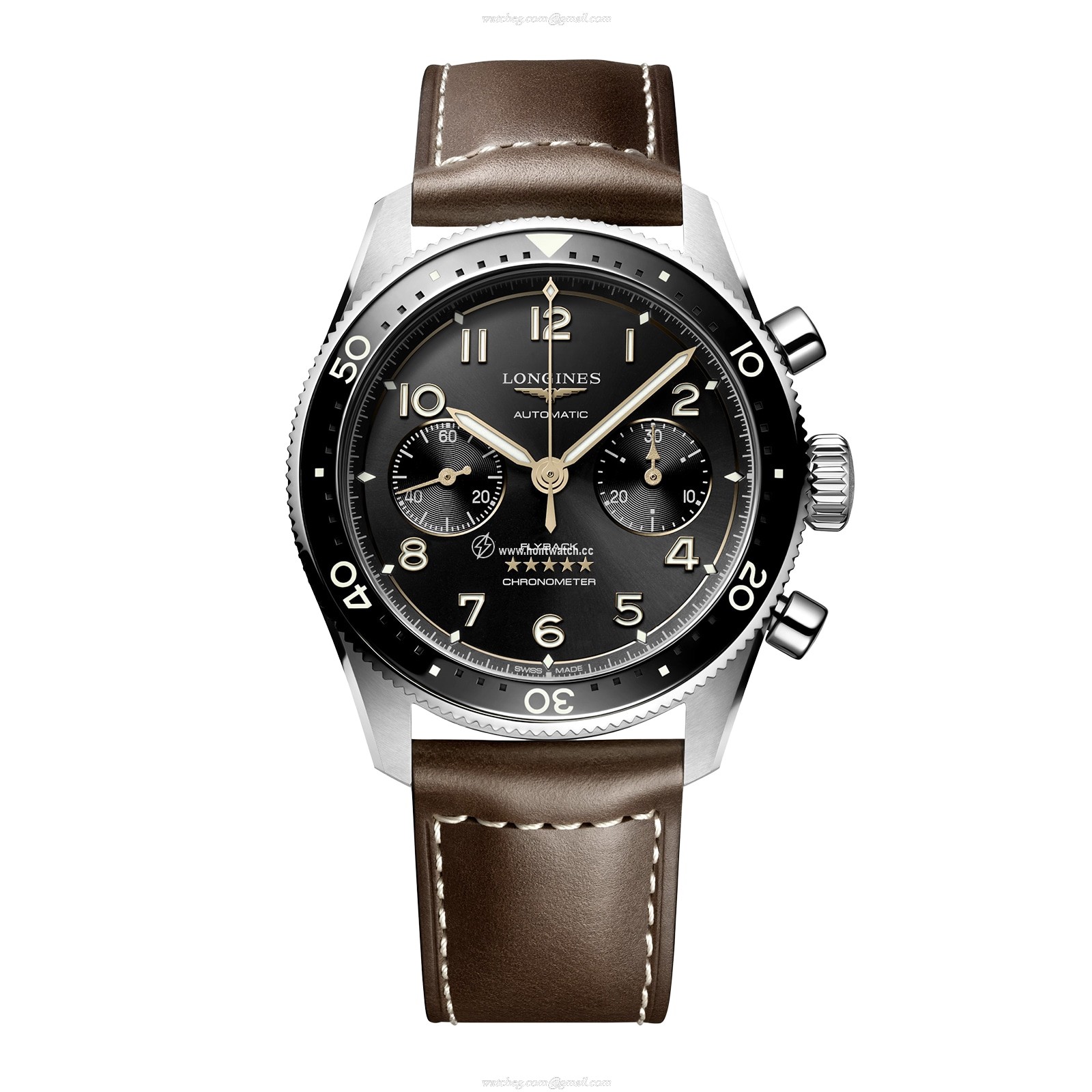 Longines Spirit L38214532 Automatic Watch - 42mm Stainless Steel - Black Dial