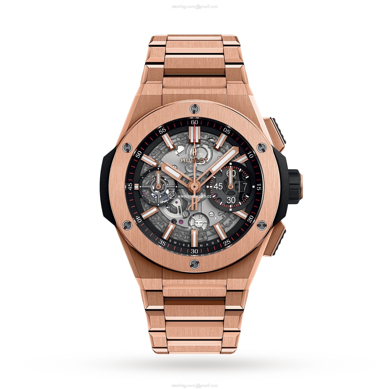Hublot Big Bang 18ct Rose Gold Automatic Watch - 42mm Black Dial | Replica