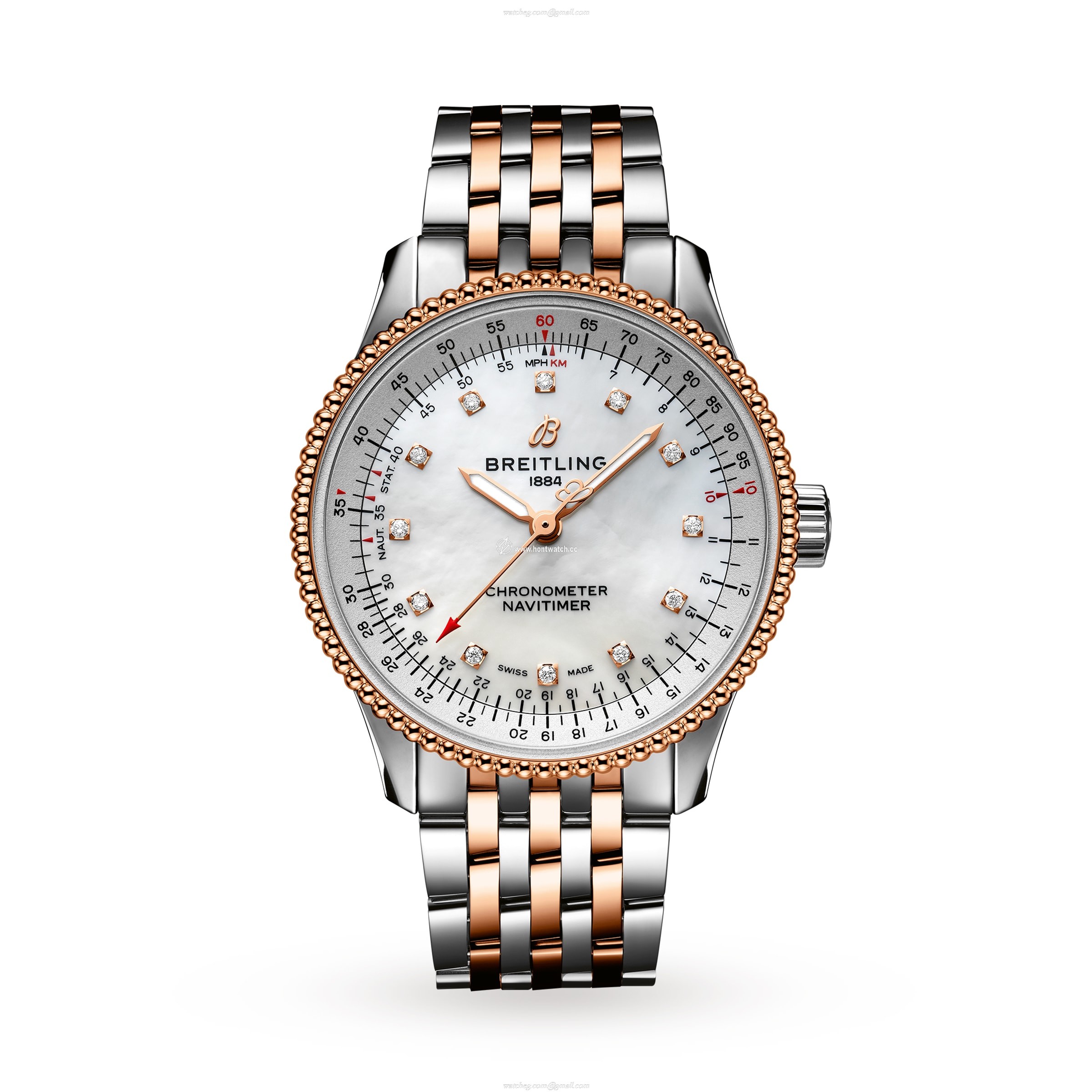 Breitling Navitimer 35mm Automatic - Stainless Steel & Rose Gold | Mother of Pearl Dial