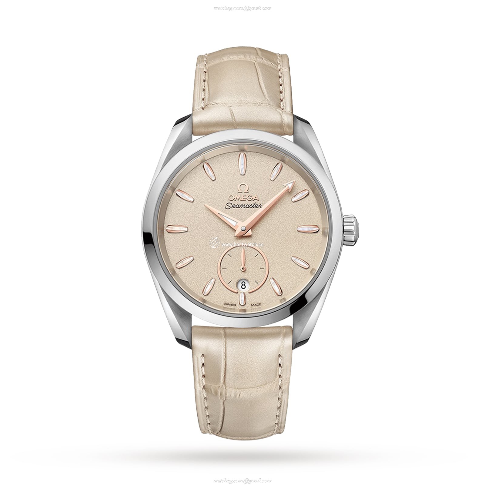 Omega Seamaster Aqua Terra 38mm Automatic - Stainless Steel Beige Dial Leather Strap