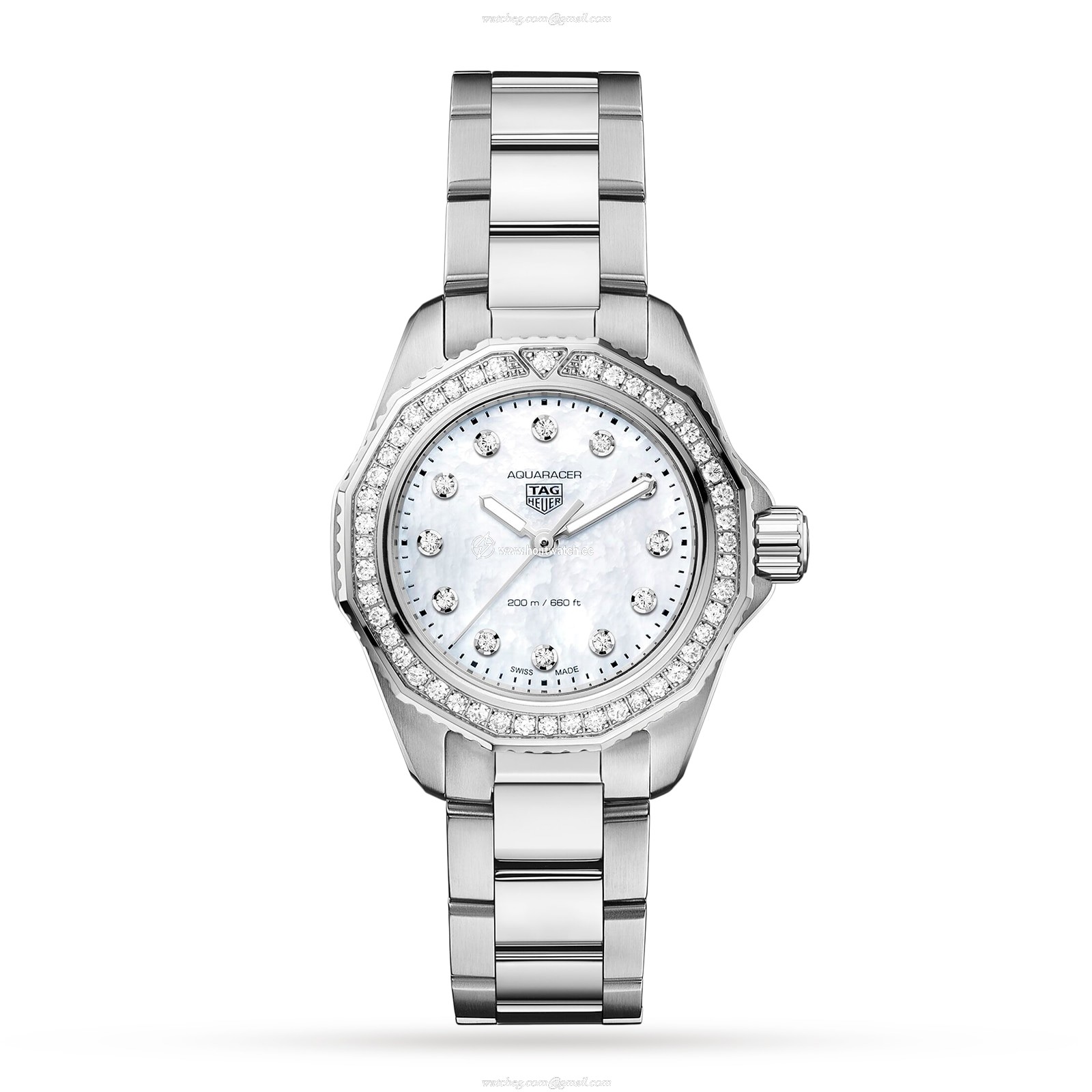 TAG Heuer Aquaracer WBP1417.BA0622 | 30mm White Dial | Diamond Bezel