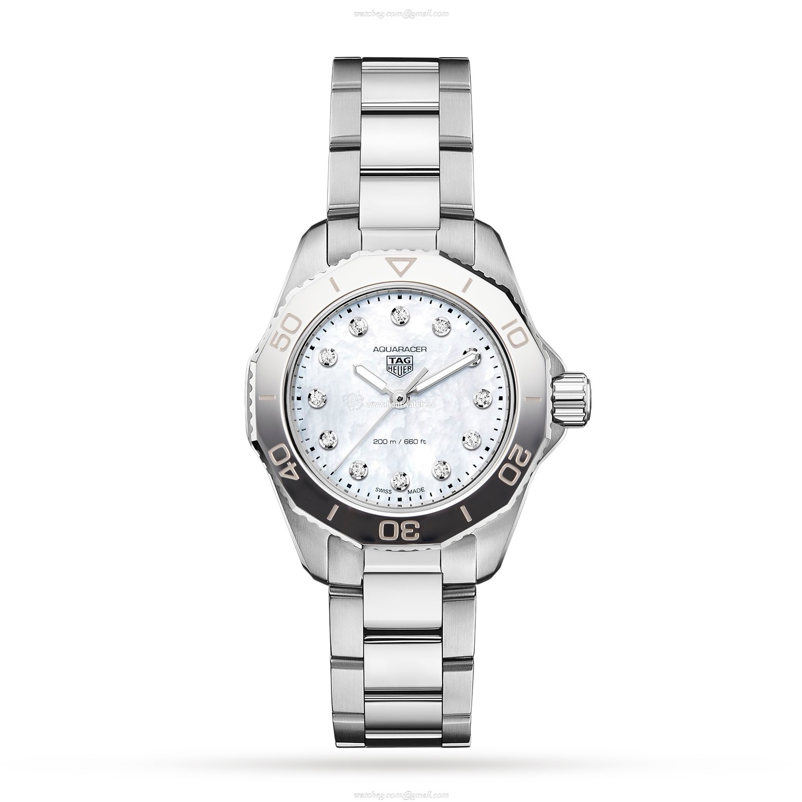 TAG Heuer Aquaracer WBP1416.BA0622 | 30mm White Dial | Diamond Markers