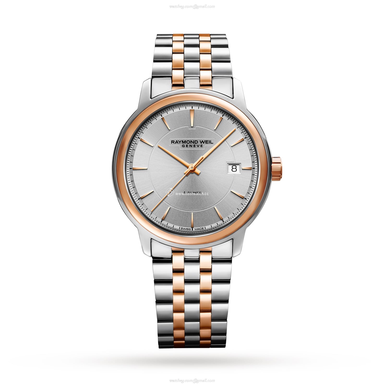 Raymond Weil Maestro Automatic Watch - 40mm Silver Dial | Rose Gold & Steel