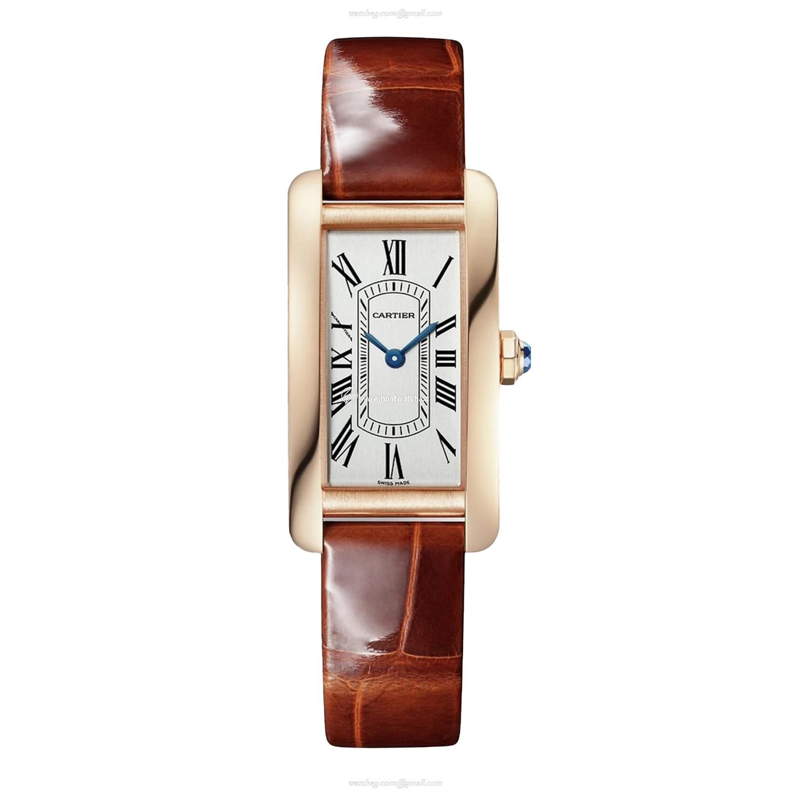 Cartier Tank Americaine WGTA0133 - Rose Gold Quartz Watch - Silver Dial