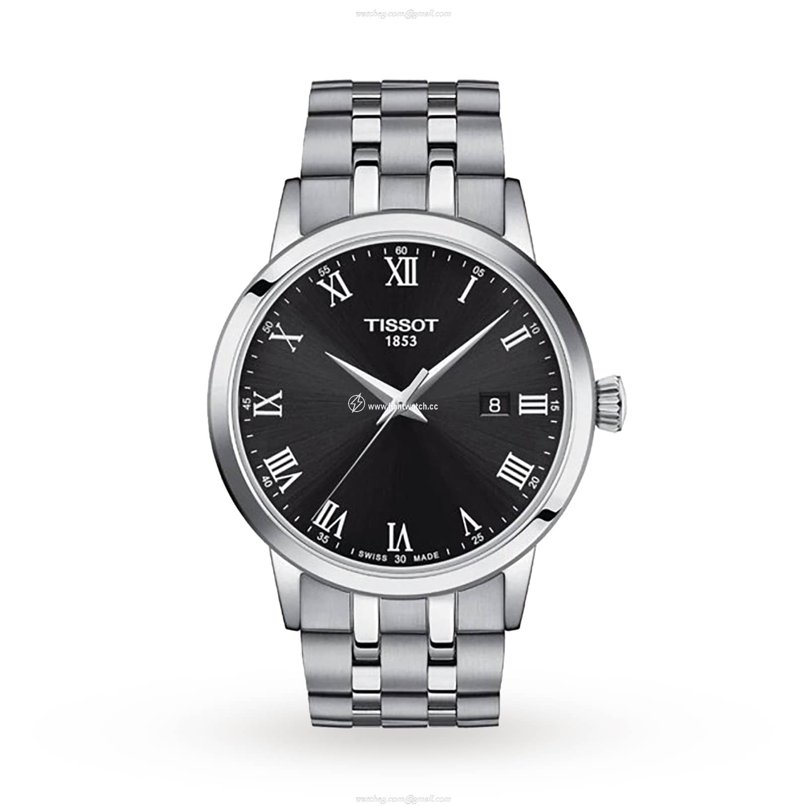Tissot T-Classic Stainless Steel Quartz Watch - Black Dial, 42mm, Roman Numerals