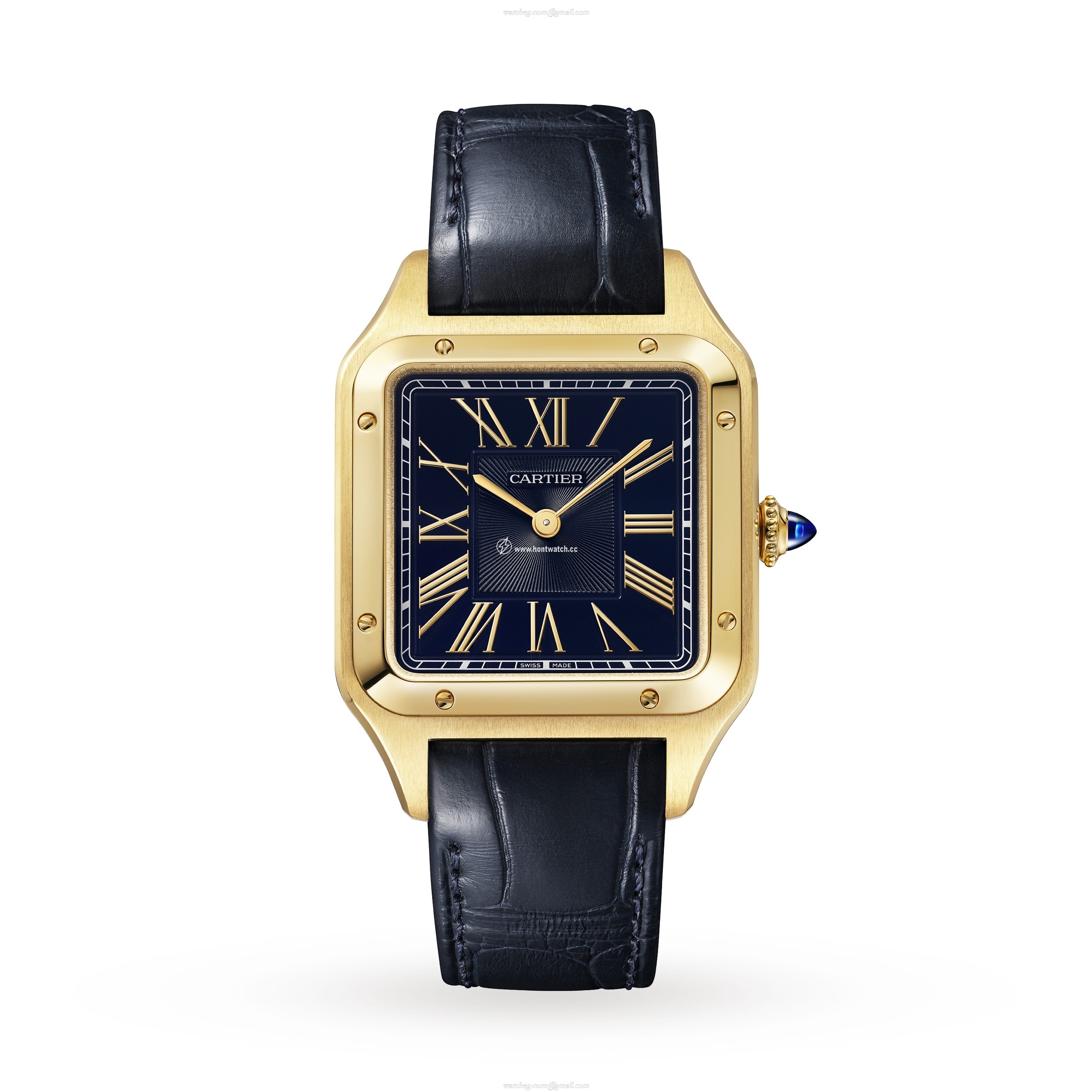Cartier Santos-Dumont WGSA0077 - 31mm Yellow Gold Quartz Blue Watch