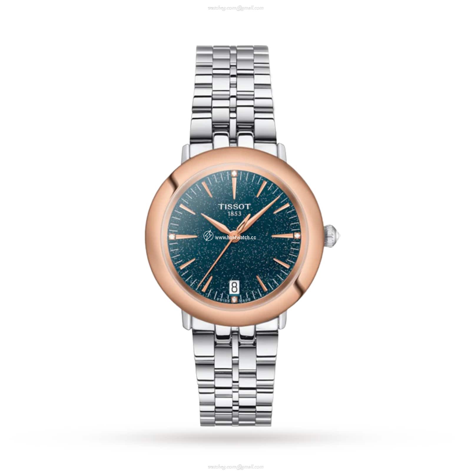Tissot T-Gold Blue Dial Watch - 33mm Stainless Steel & Rose Gold - Quartz