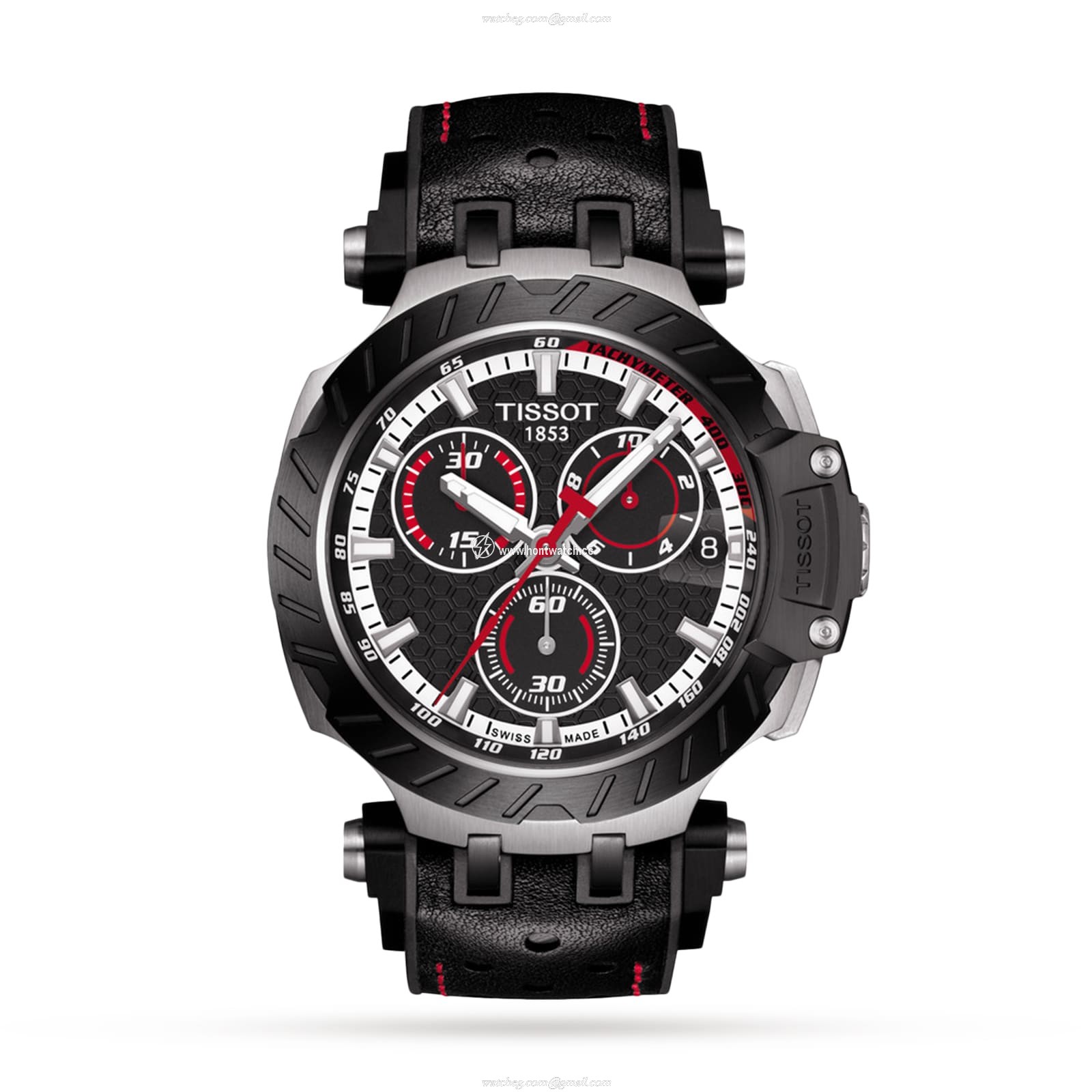 Tissot T-Sport Quartz Watch - 43mm Black Dial - Stainless Steel & Leather