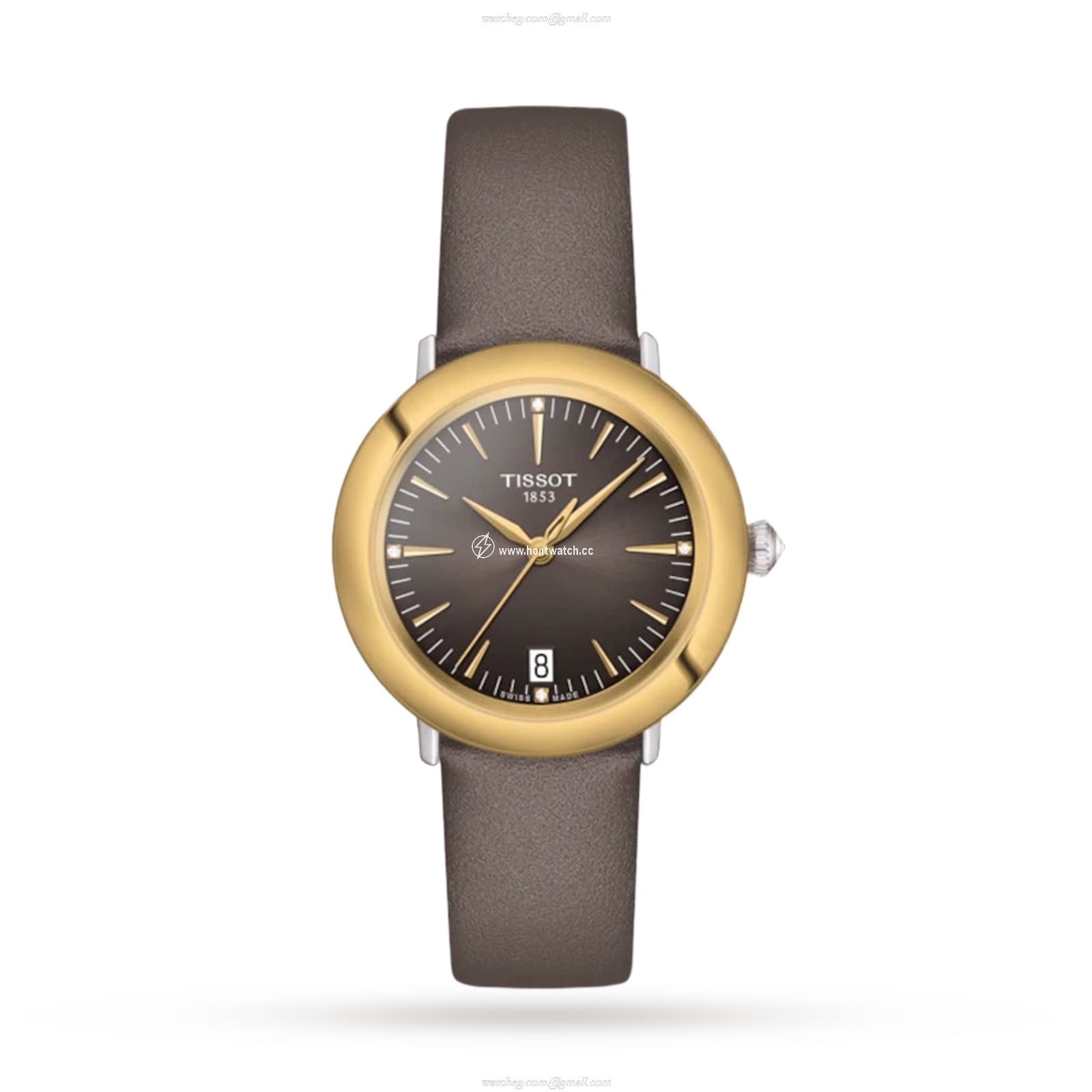 Tissot T-Gold Ladies Watch - 33mm Black Dial - Steel & Gold Case | Quartz
