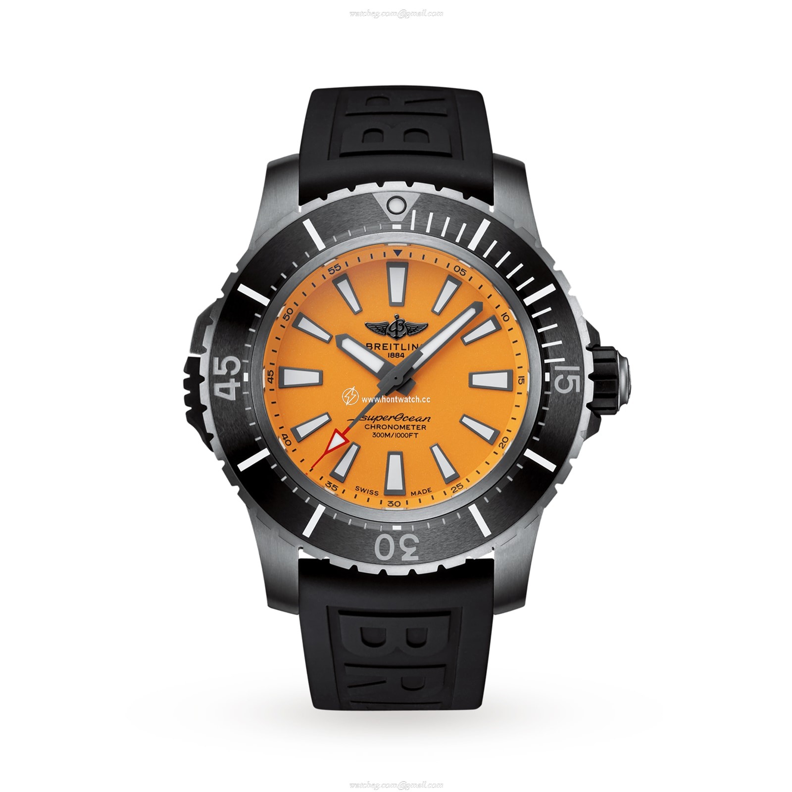 Breitling Superocean Automatic 48mm Titanium Watch - Yellow Dial & Rubber Strap
