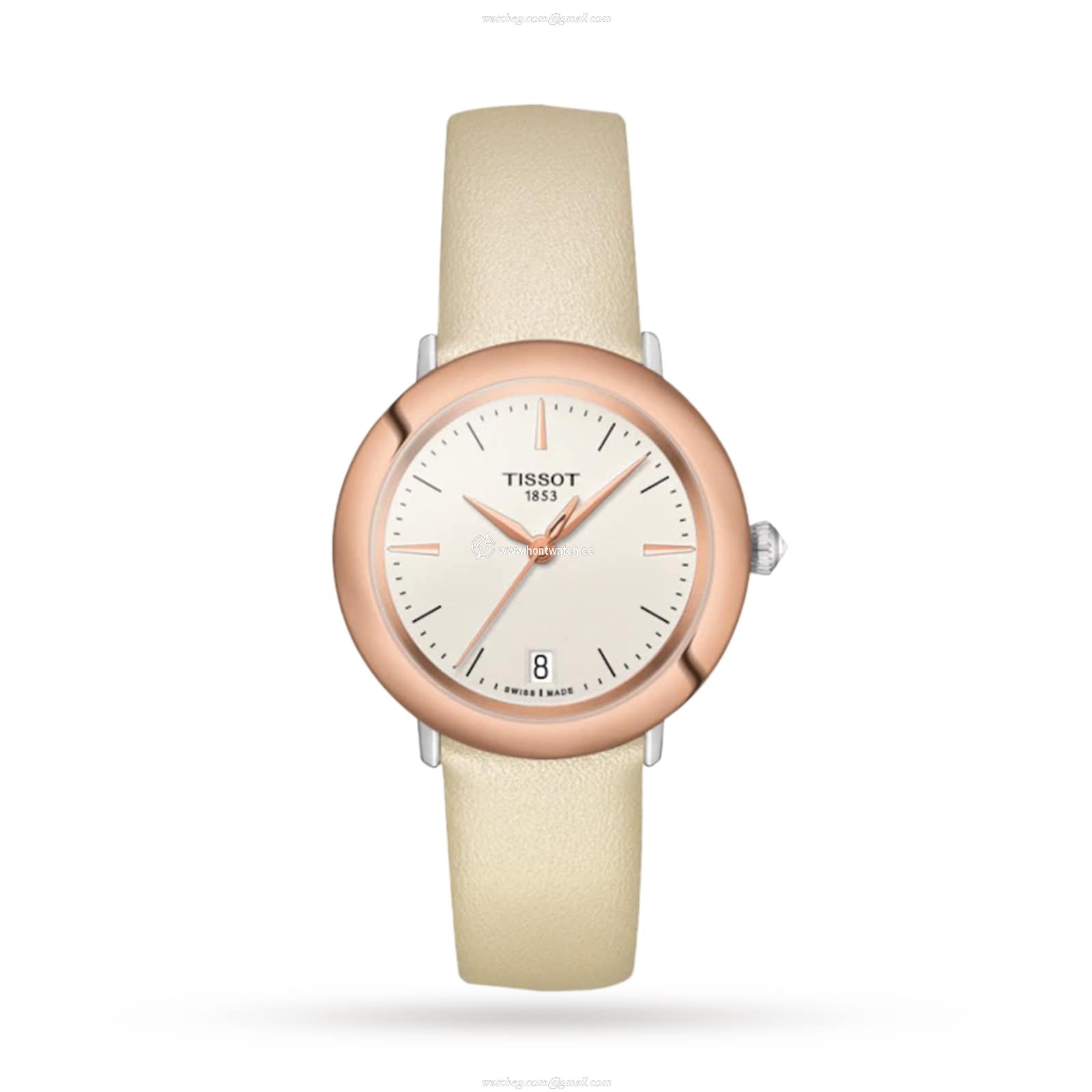 Tissot T-Gold Ladies Watch - 33mm Stainless Steel & Rose Gold - Quartz Cream Dial
