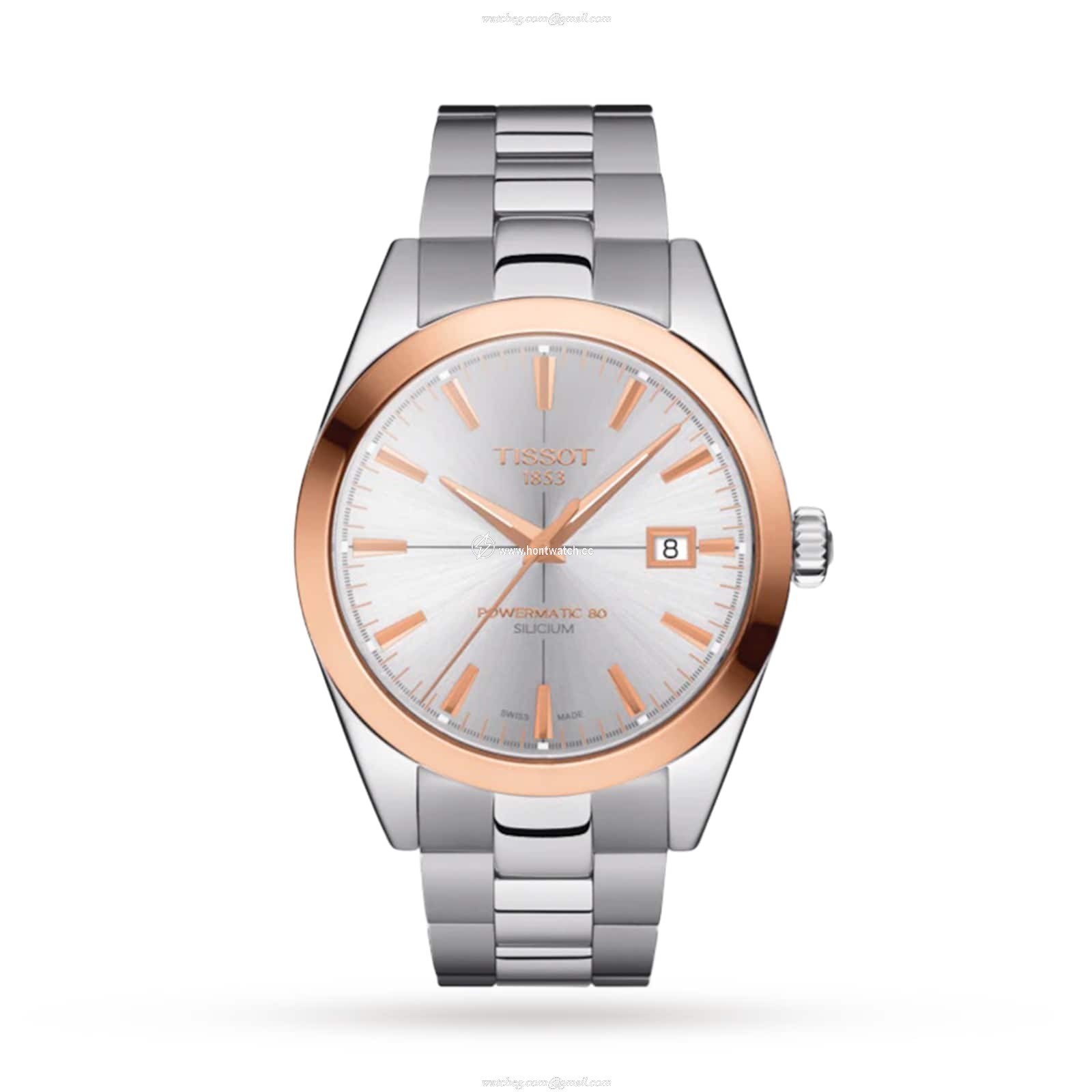Tissot T-Gold Automatic Watch - 40mm Silver Dial - Stainless Steel & Rose Gold
