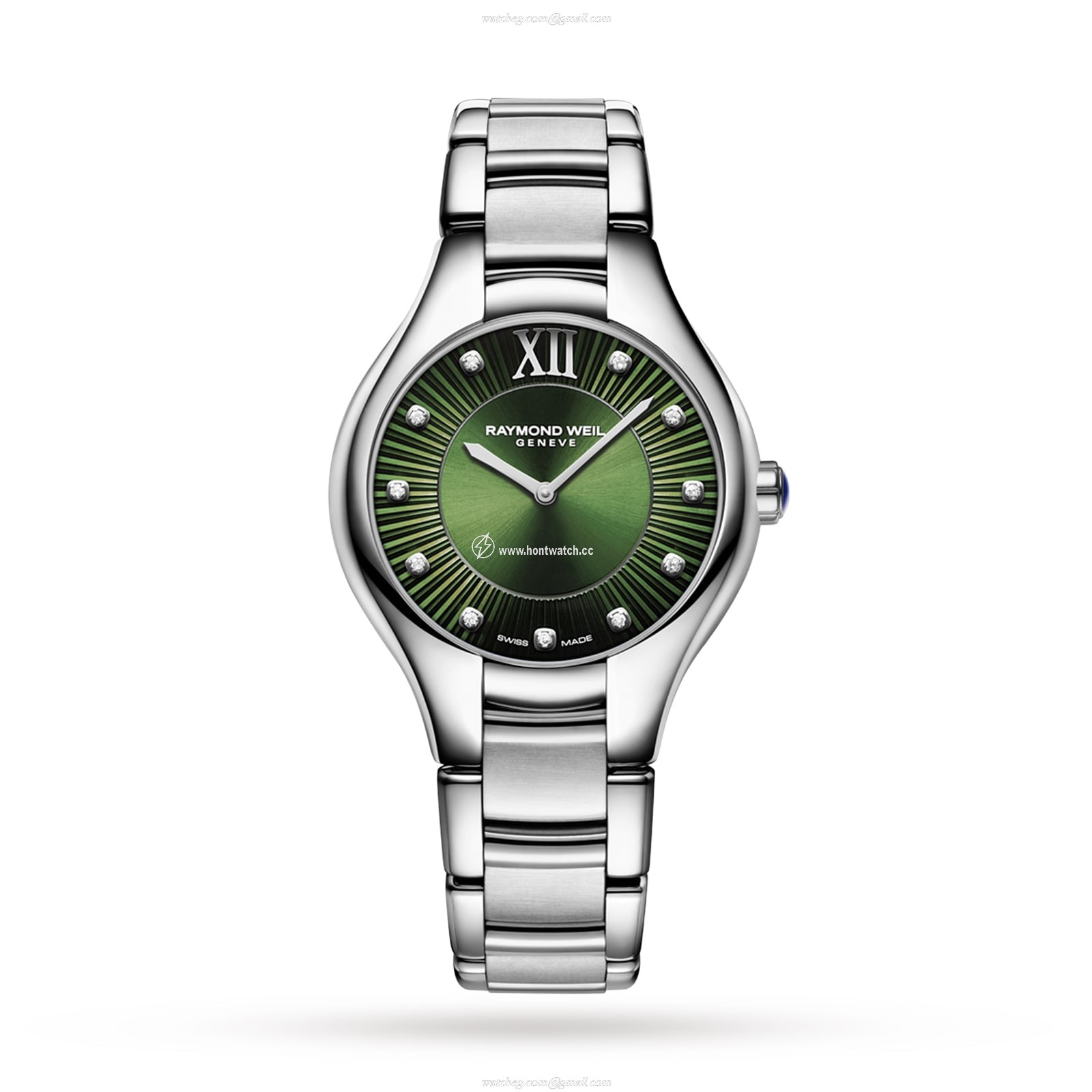 Raymond Weil Noemia 5132-ST-52181 | Green Dial Diamond Watch | 32mm